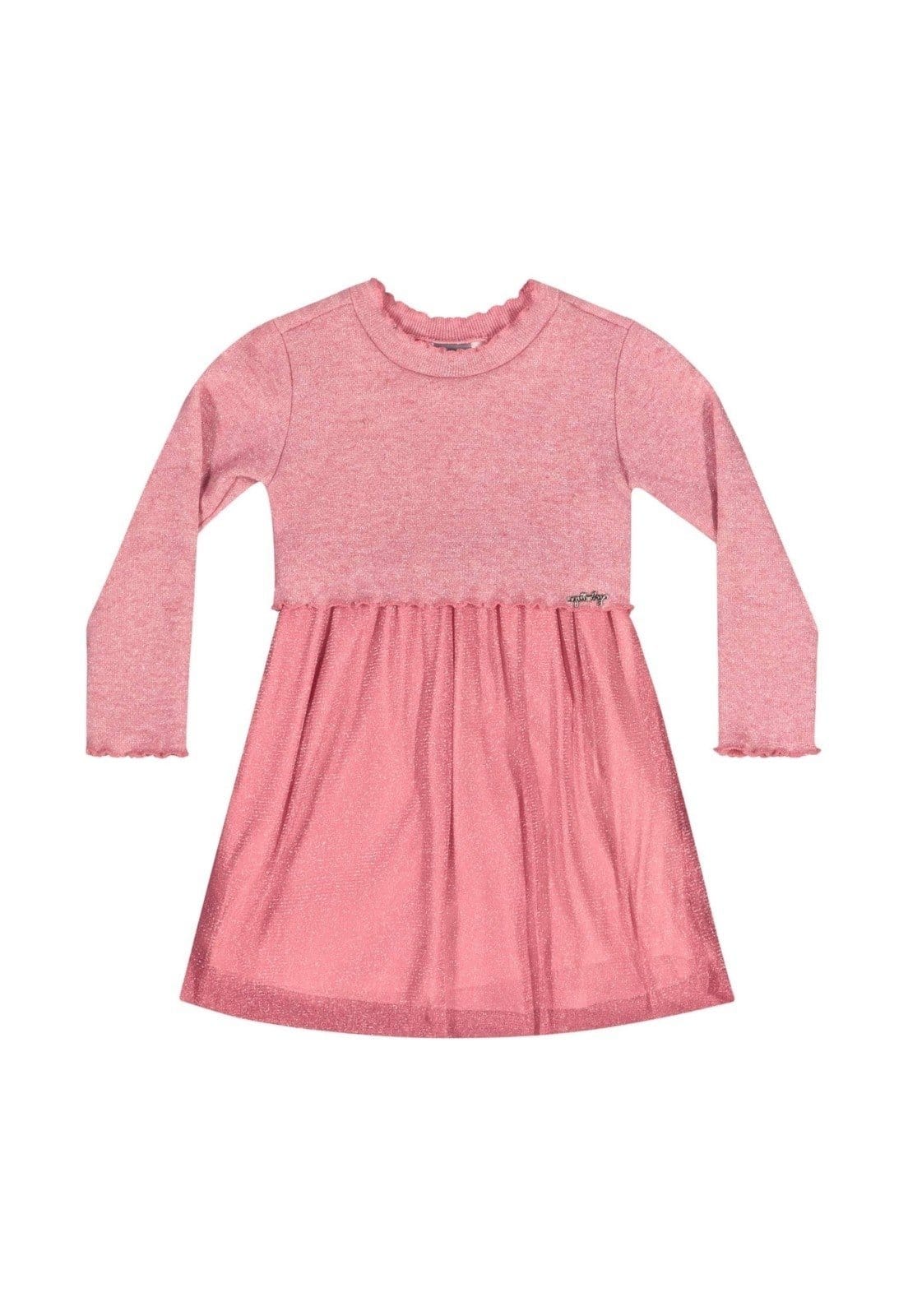 Vista 2 Infantil - Vestido Manga Longa em Tricot Quimby Quimby rosa