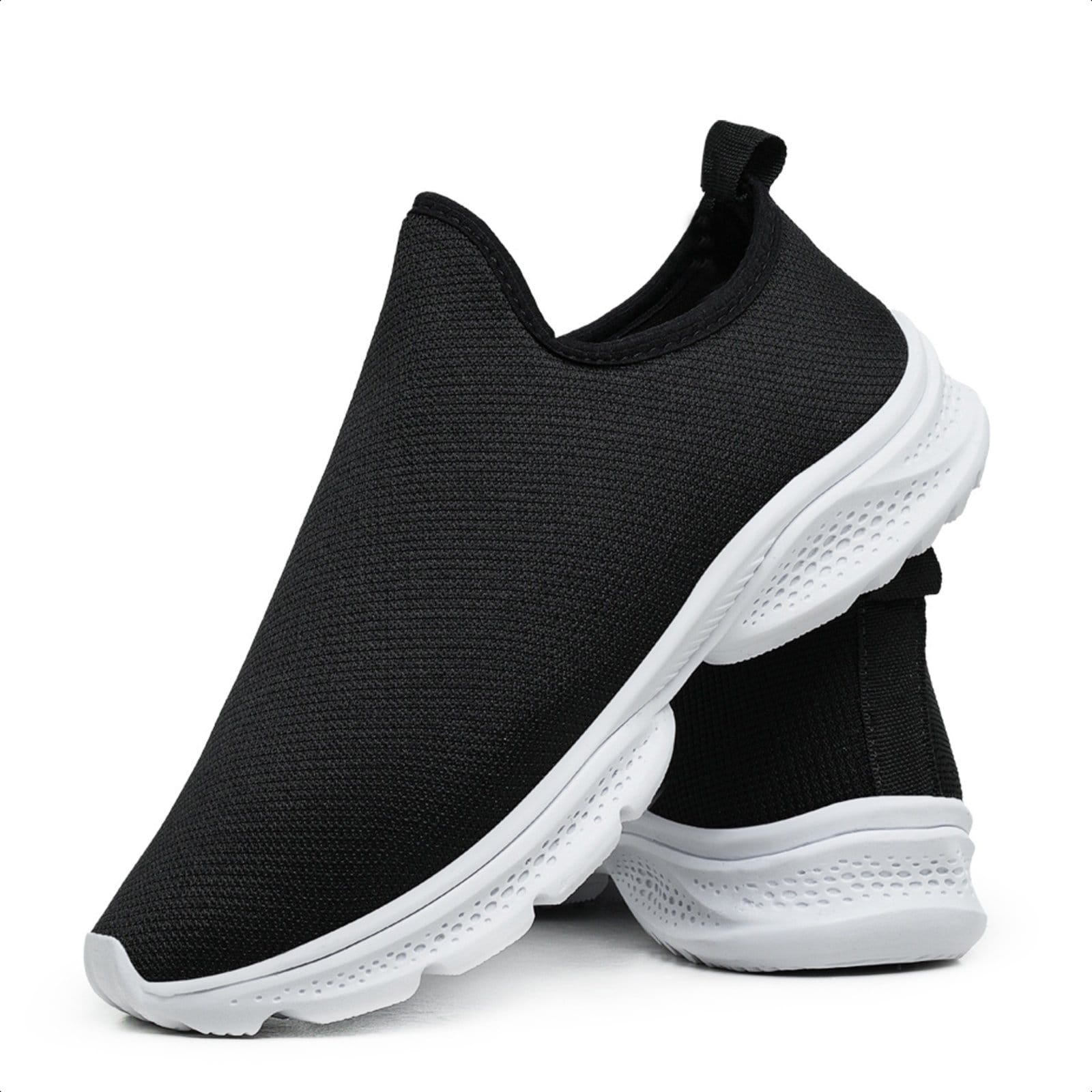 Vista principal Tênis Sem Cadarço Feminino Slip Caminhada Calce Facil Bia Ramos preto