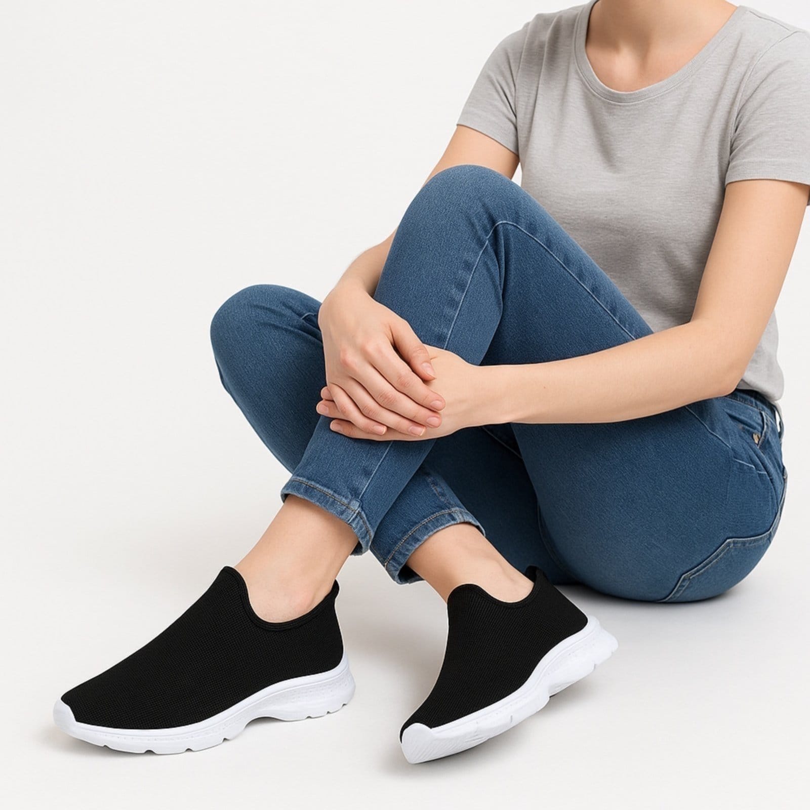 Vista 2 Tênis Sem Cadarço Feminino Slip Caminhada Calce Facil Bia Ramos preto