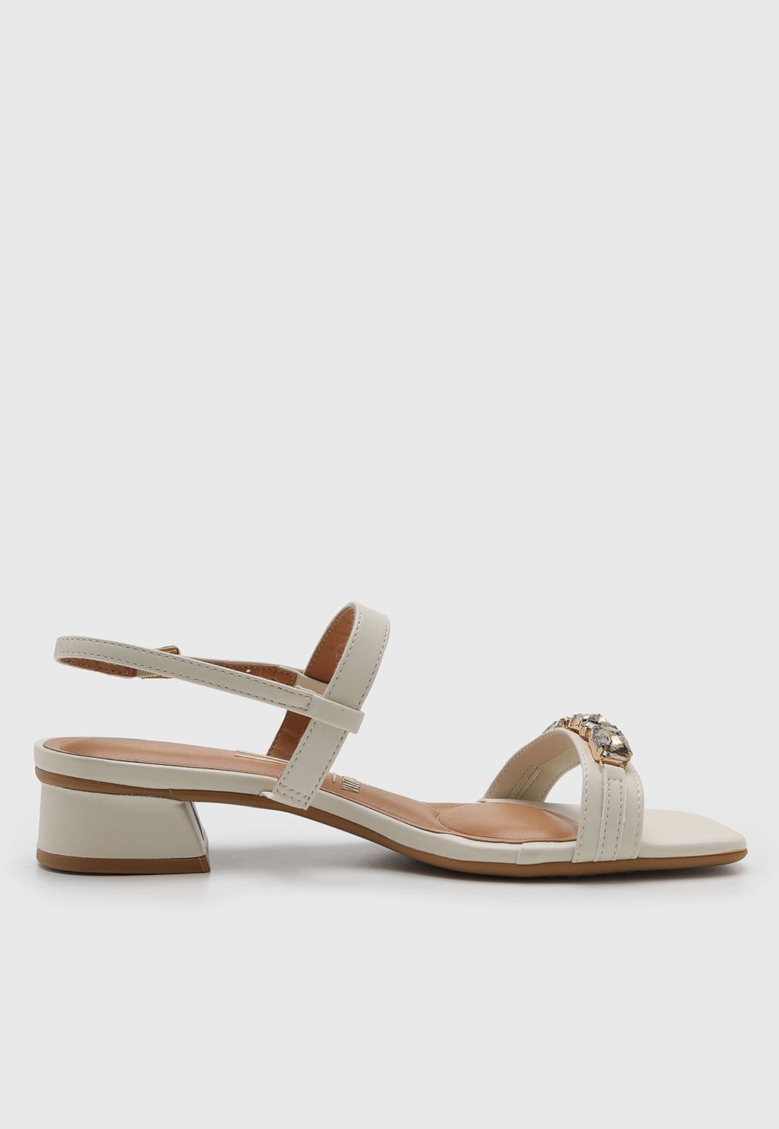 Vista 2 Sandália Feminina Vizzano Salto Bloco Pedrarias Off-White VIZZANO off-white white