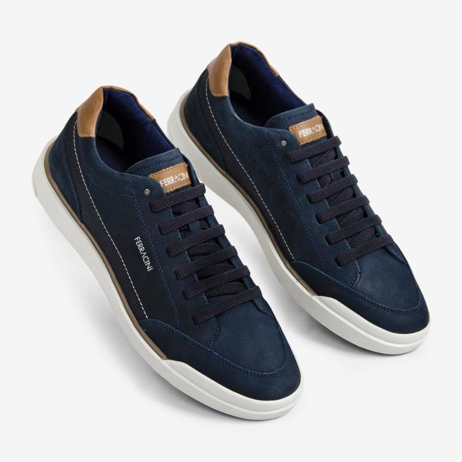 Vista 2 Sapatênis Masculino Couro Ferracini Calce Prático Versátil Esportivo Original Star Marrom 1056C FERRACINI azul