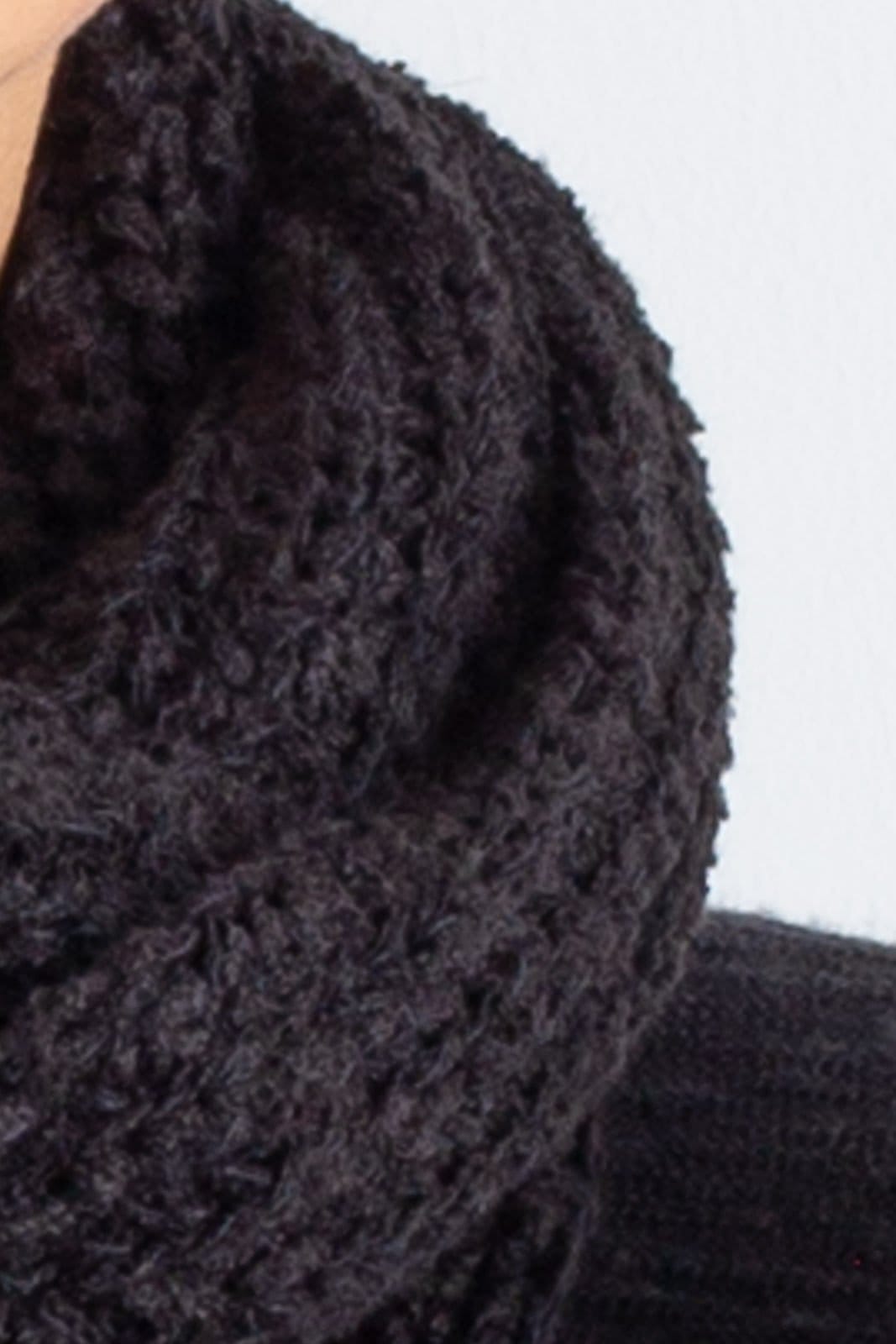 Gola Cachecol Fechado Infinito Enluaze Tricô 60017 - Preto - 2