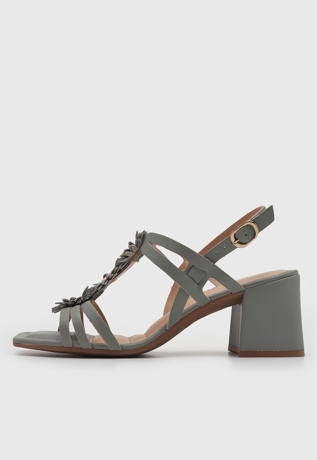 Sandália Feminina Dakota Salto Grosso Aplicação Floral