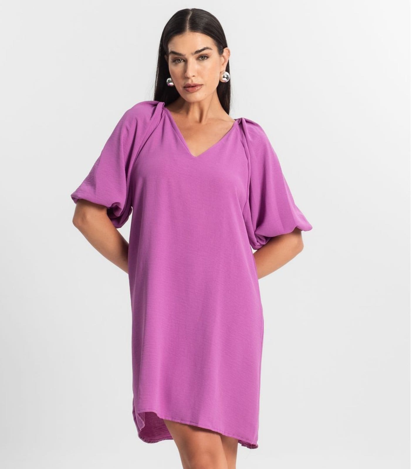 Vista 2 Vestido Feminino Liso Rovitex Rovitex roxo