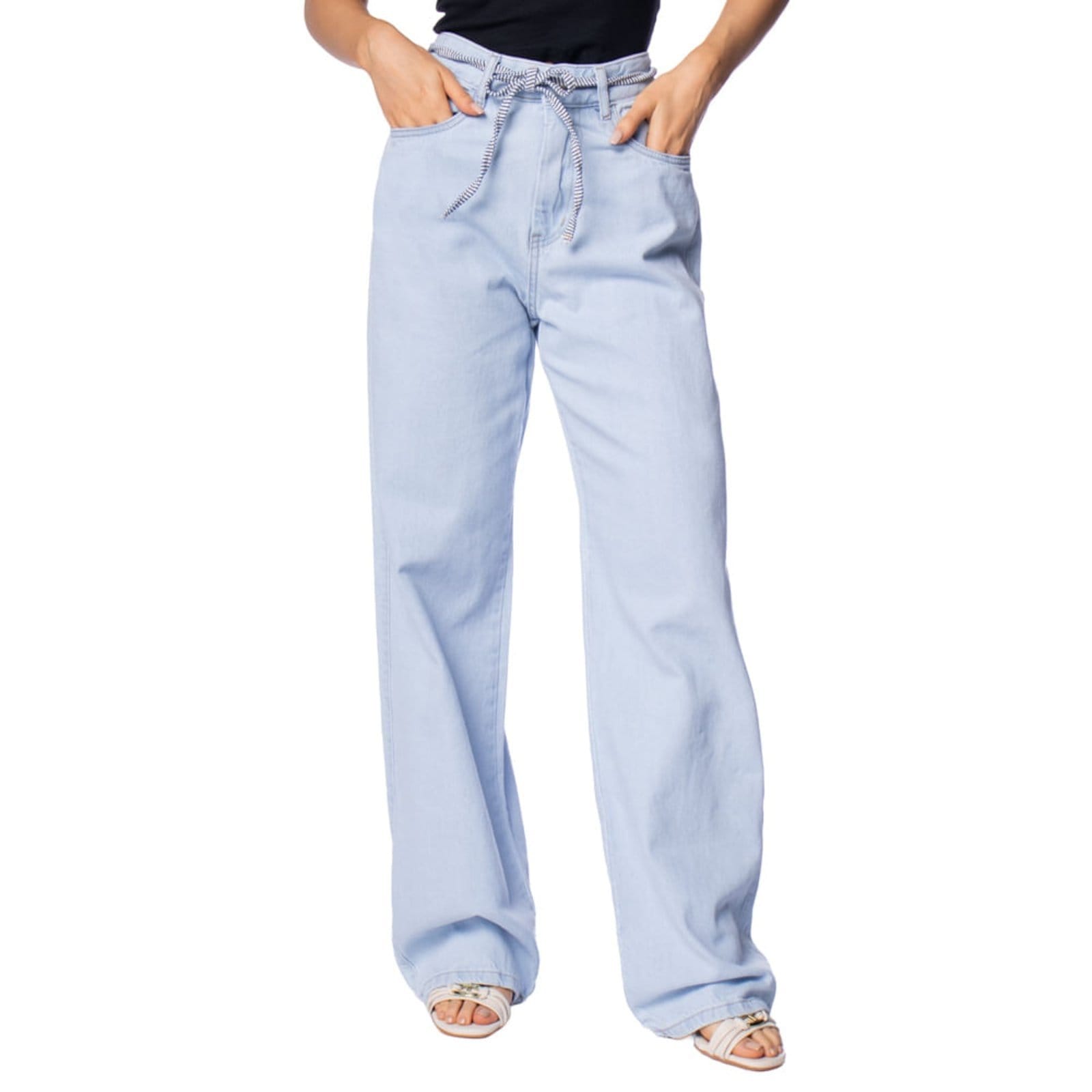 Calça Jeans Feminina Bless Denim Wide Leg Azul Claro