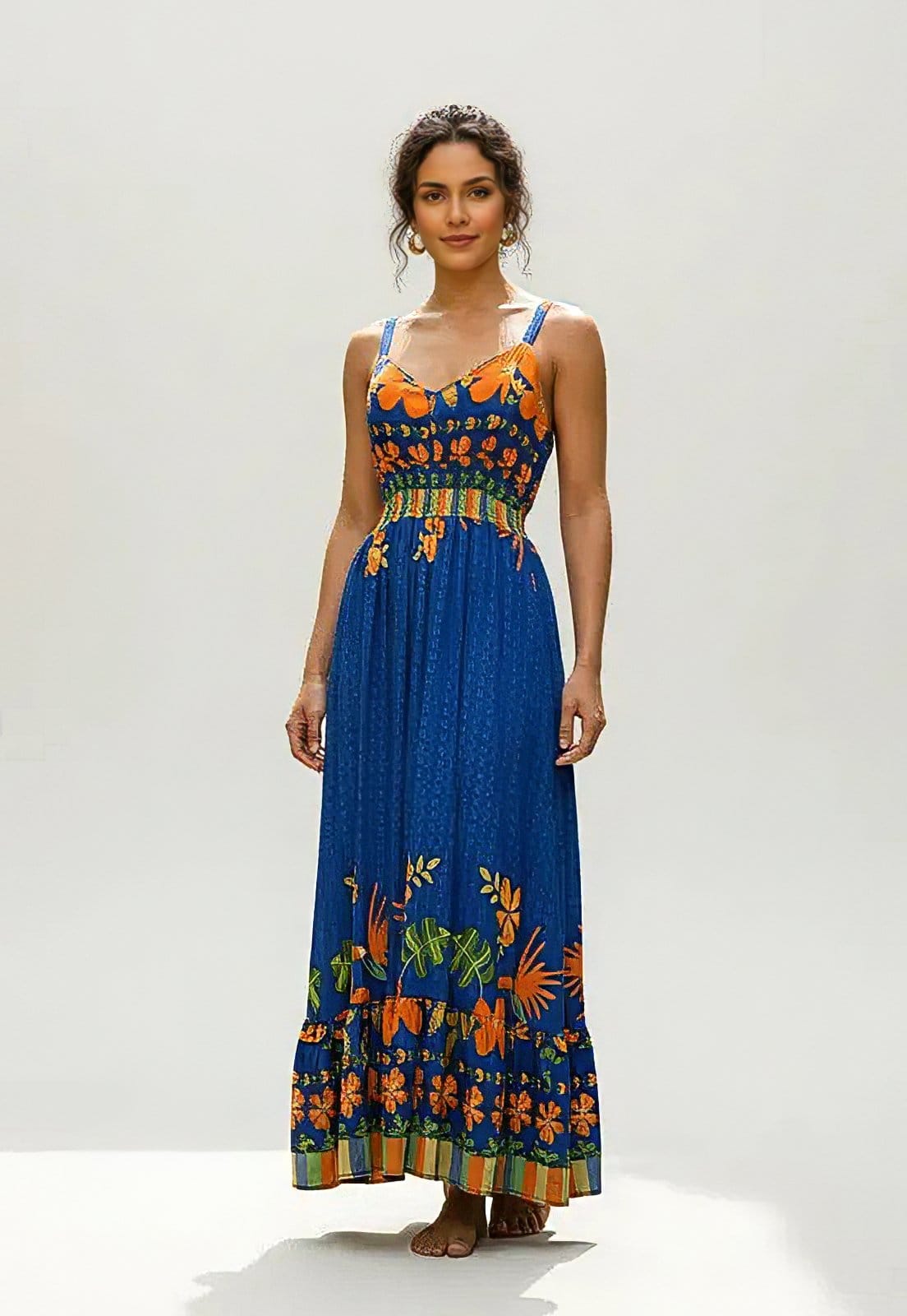 Vestido CabanaFree Midi Plus Viscose Alça Média Asas do Brasil