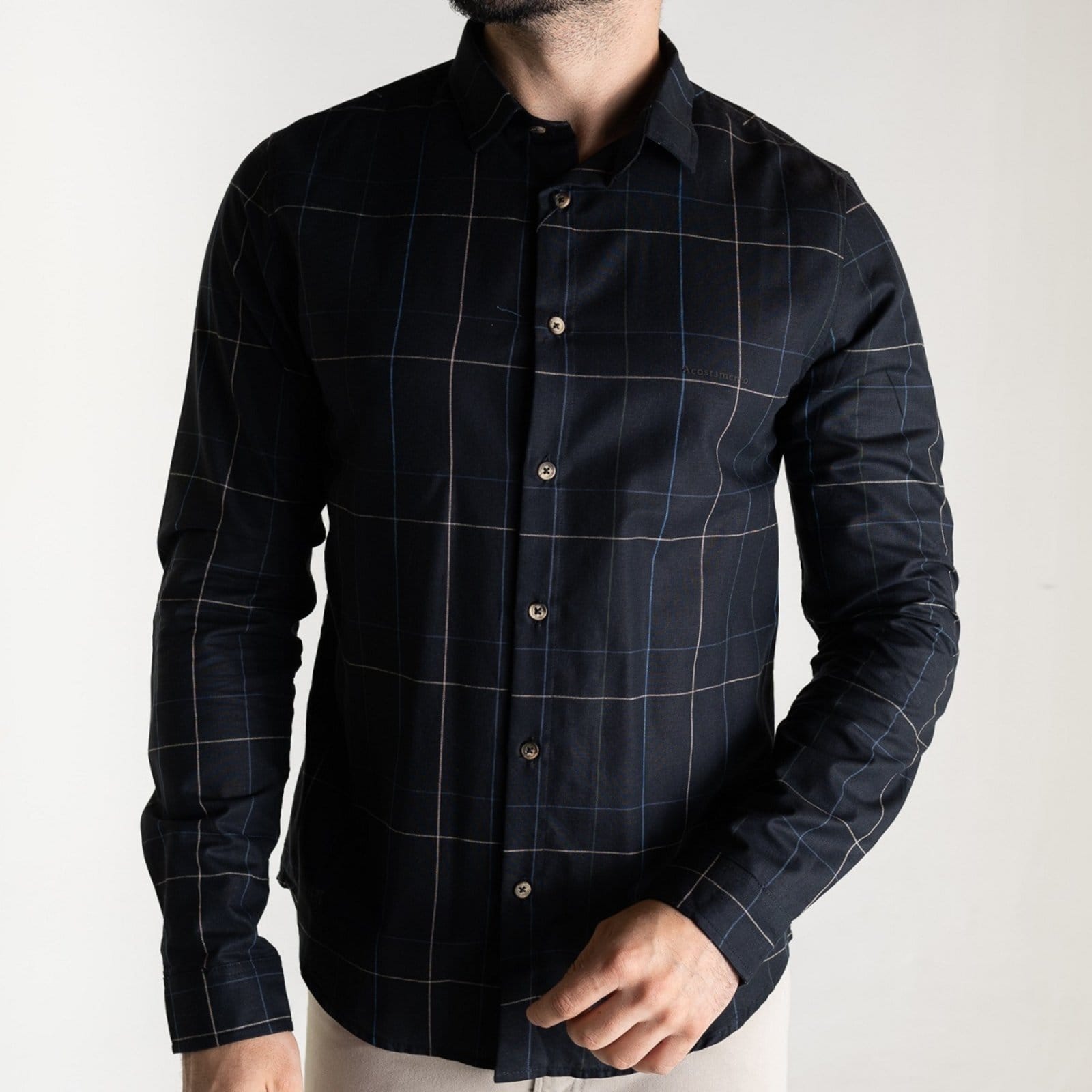 Vista 2 Camisa Acostamento Line Preta Acostamento preto