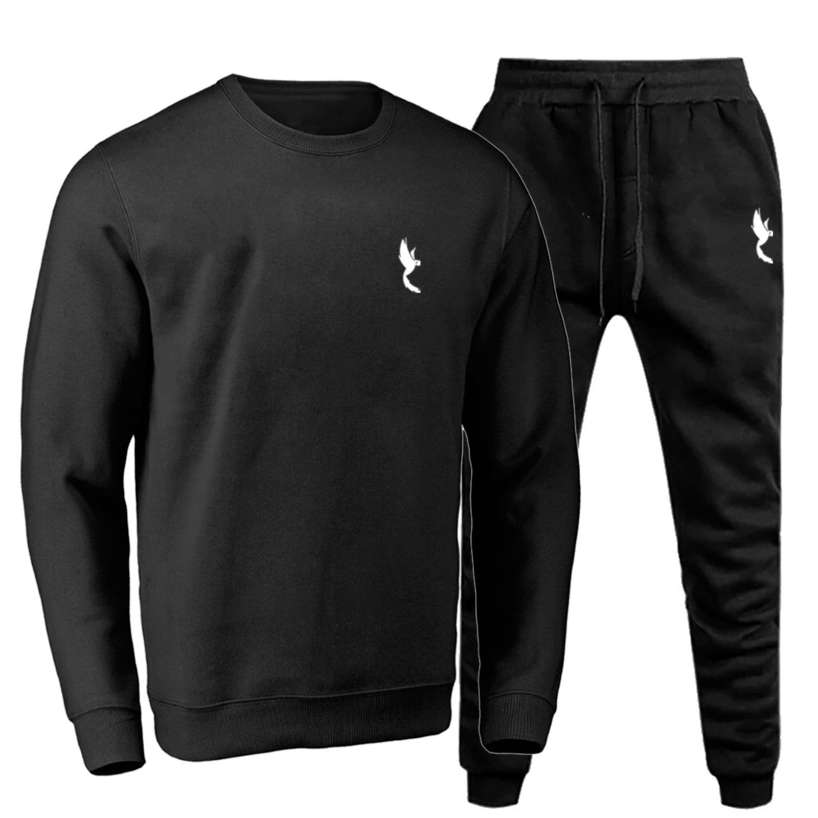 Conjunto Moletom Masculino Polo Blu Inverno Gola Careca Preto/Preto