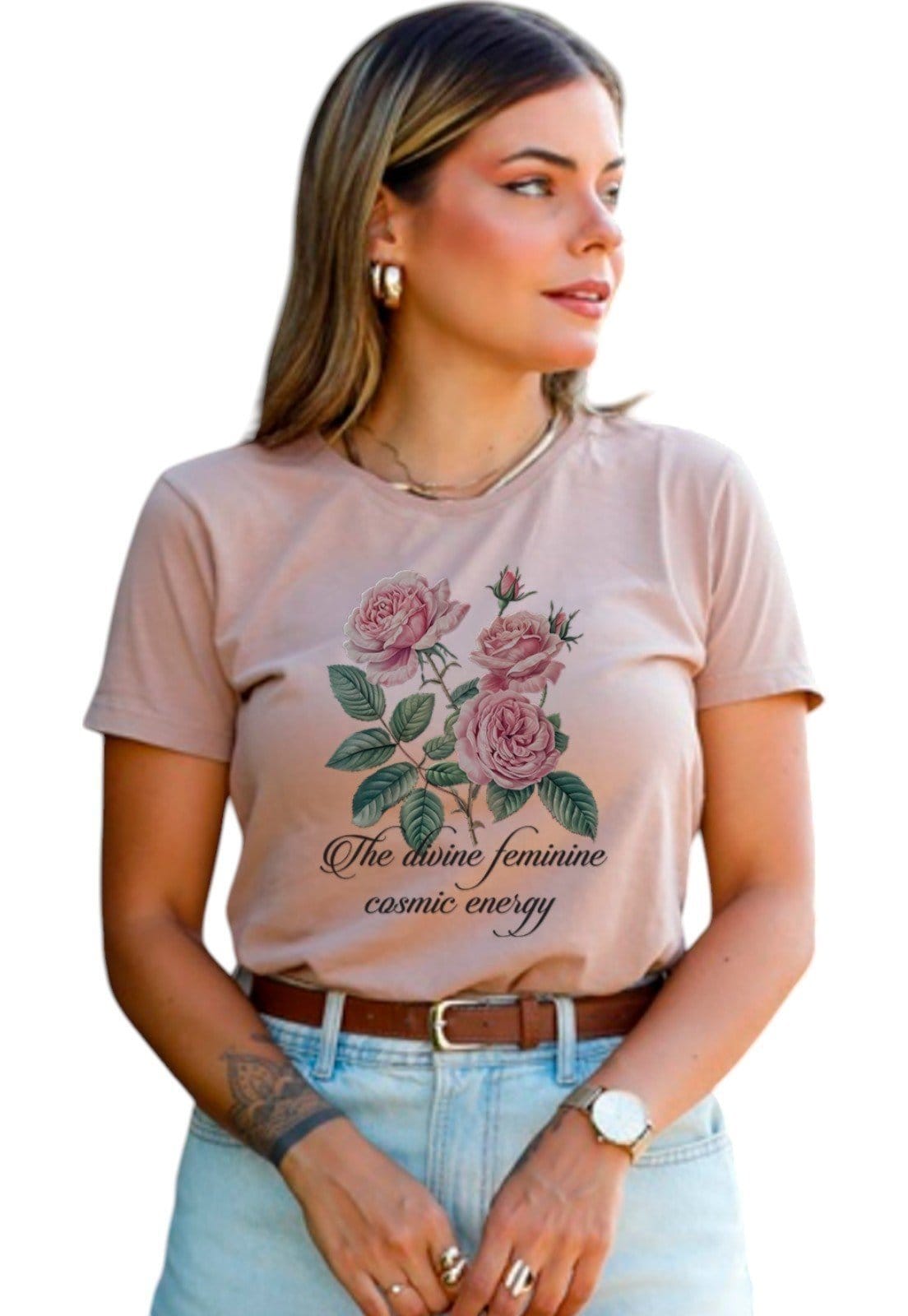 Camiseta Cianitas Chocolate Estampa Rosa Divine