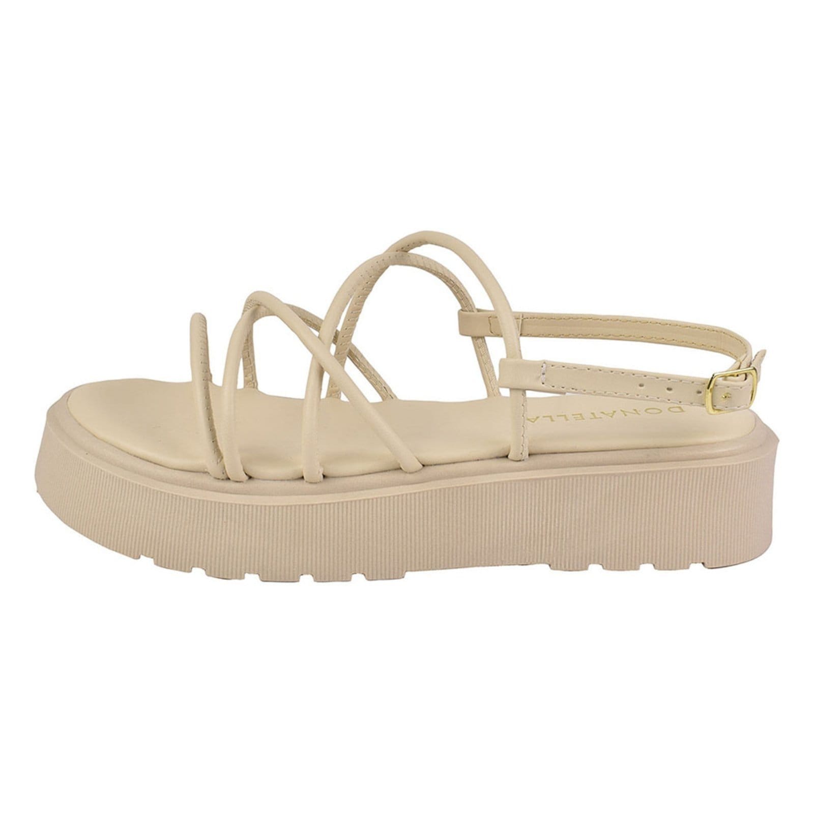 Vista 2 Sandália Feminina Plataforma CM Calçados Tira Colorida Verão Macia Leve Amarrar Gladiadora Off White Monte Shoes off-white white