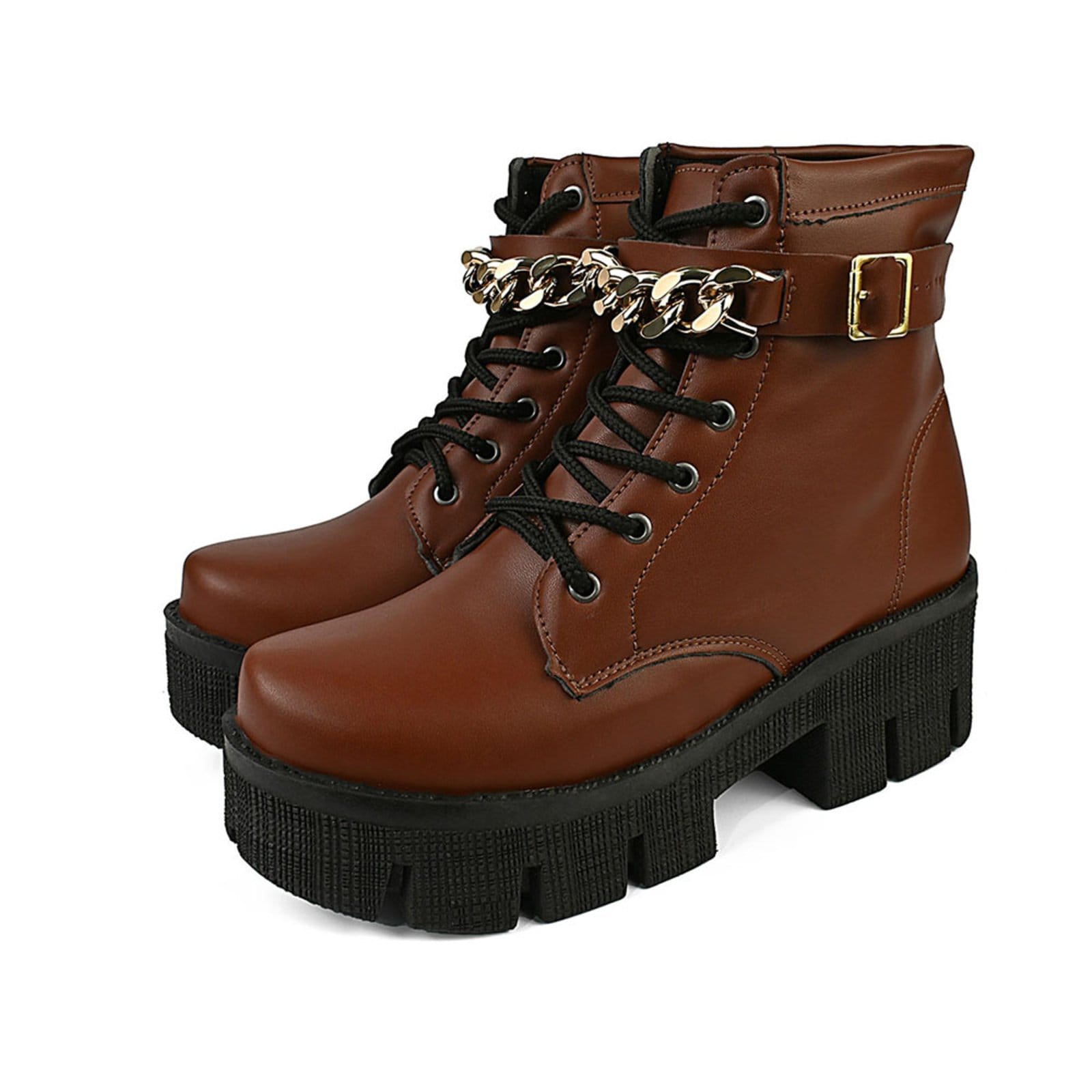 Coturno Feminino Donatella Shoes Confort com Corrente Terra