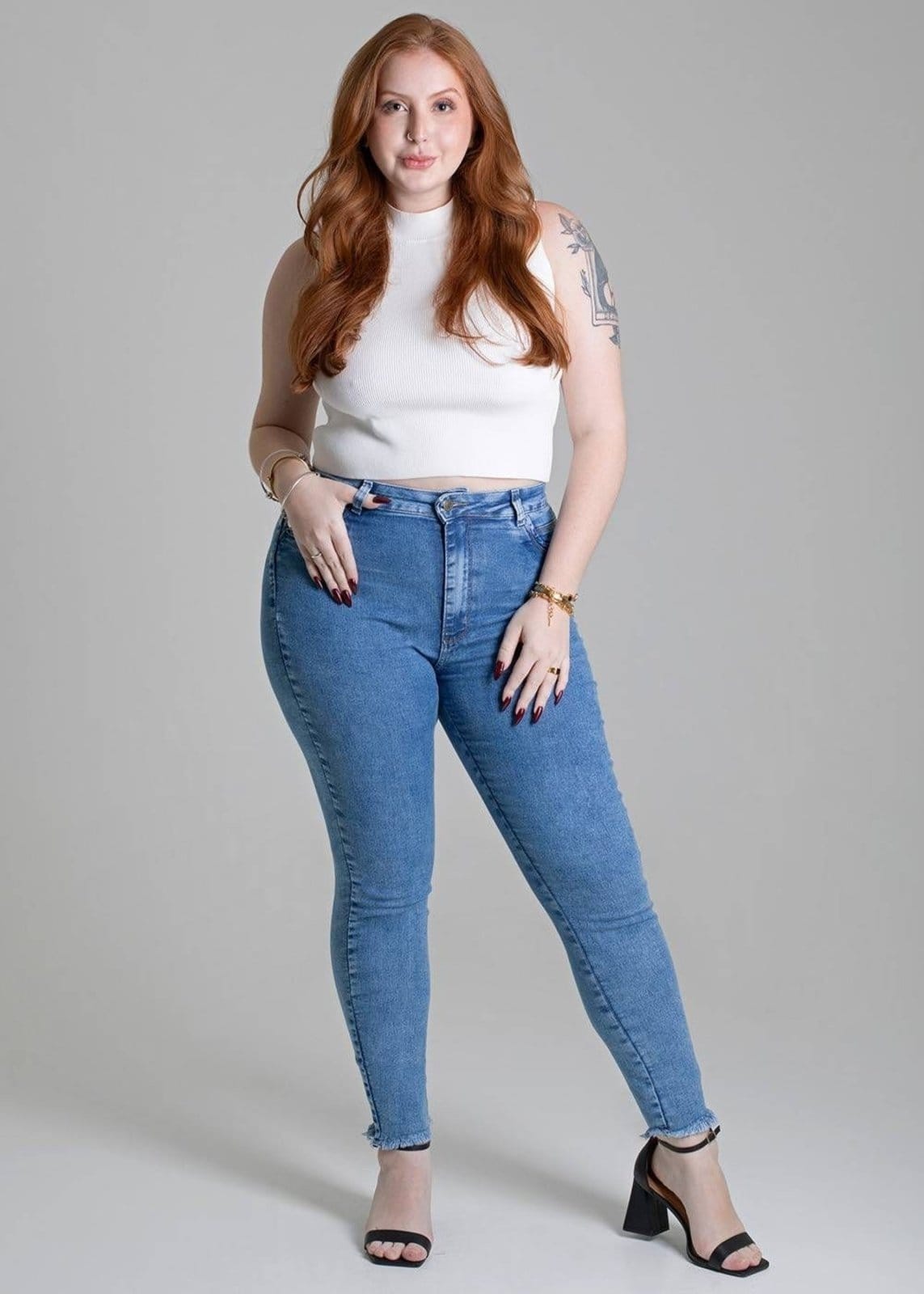 Vista 2 Calça Jeans Sawary Plus Size - 279219 Sawary azul