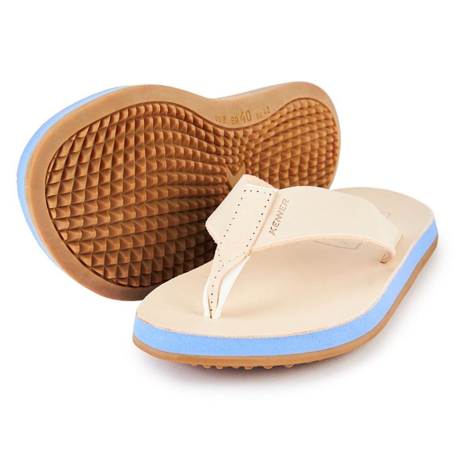 Vista principal Chinelo Kenner Legend 35 Crepe Candy Masculino Bege e Azul Bege 745 bege azul