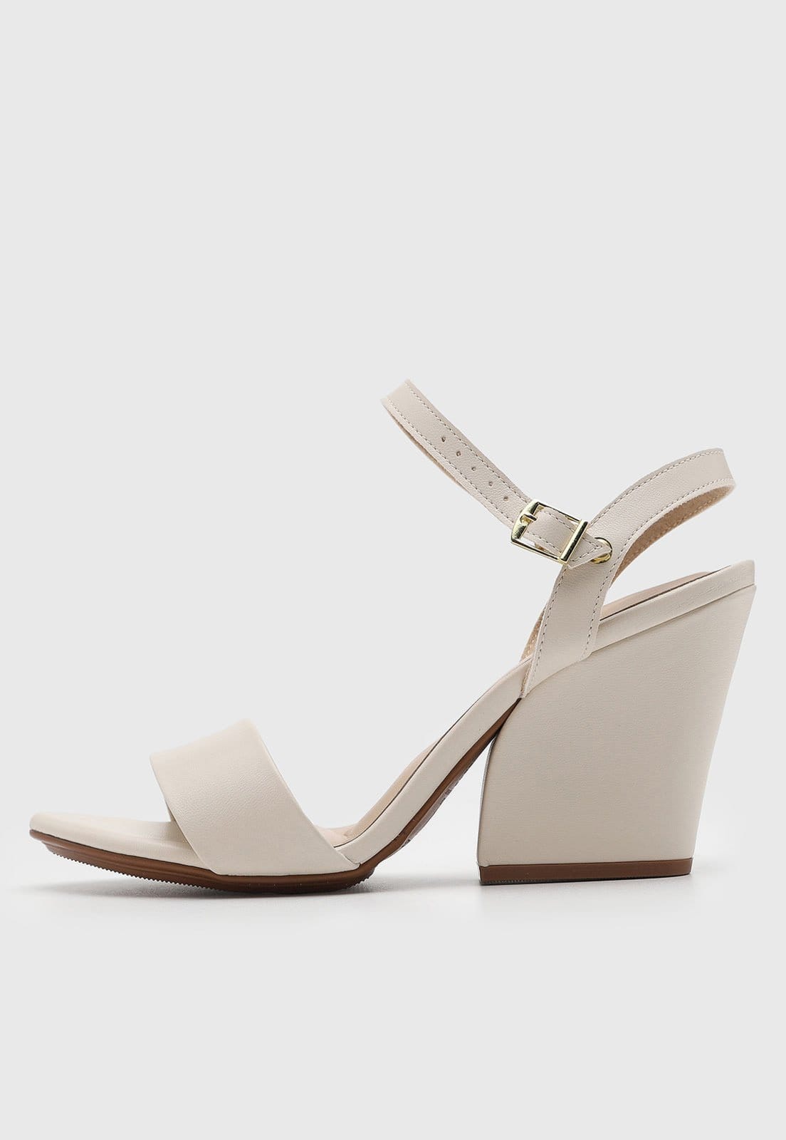 Sandália Feminina Moleca Salto Bloco Off-White