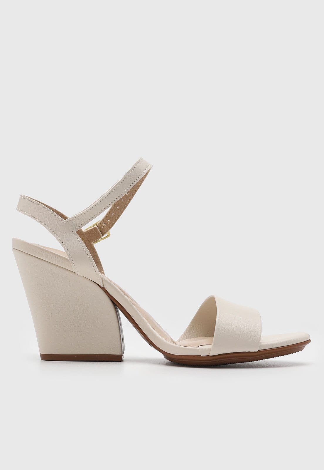 Vista 2 Sandália Feminina Moleca Salto Bloco Off-White MOLECA off-white white