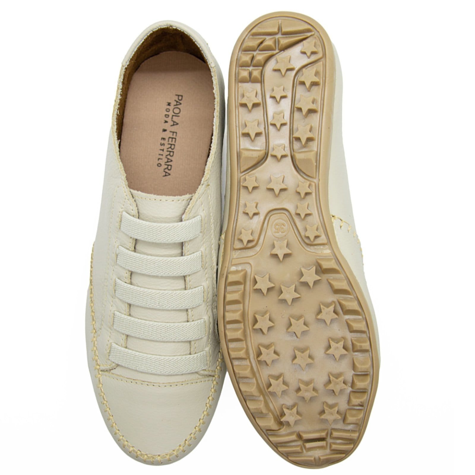 Vista 2 Tênis Mocatênis Coleção Paola Ferrara - COURO - TODO FORRADO - Cod801 Fascino diRavena bege