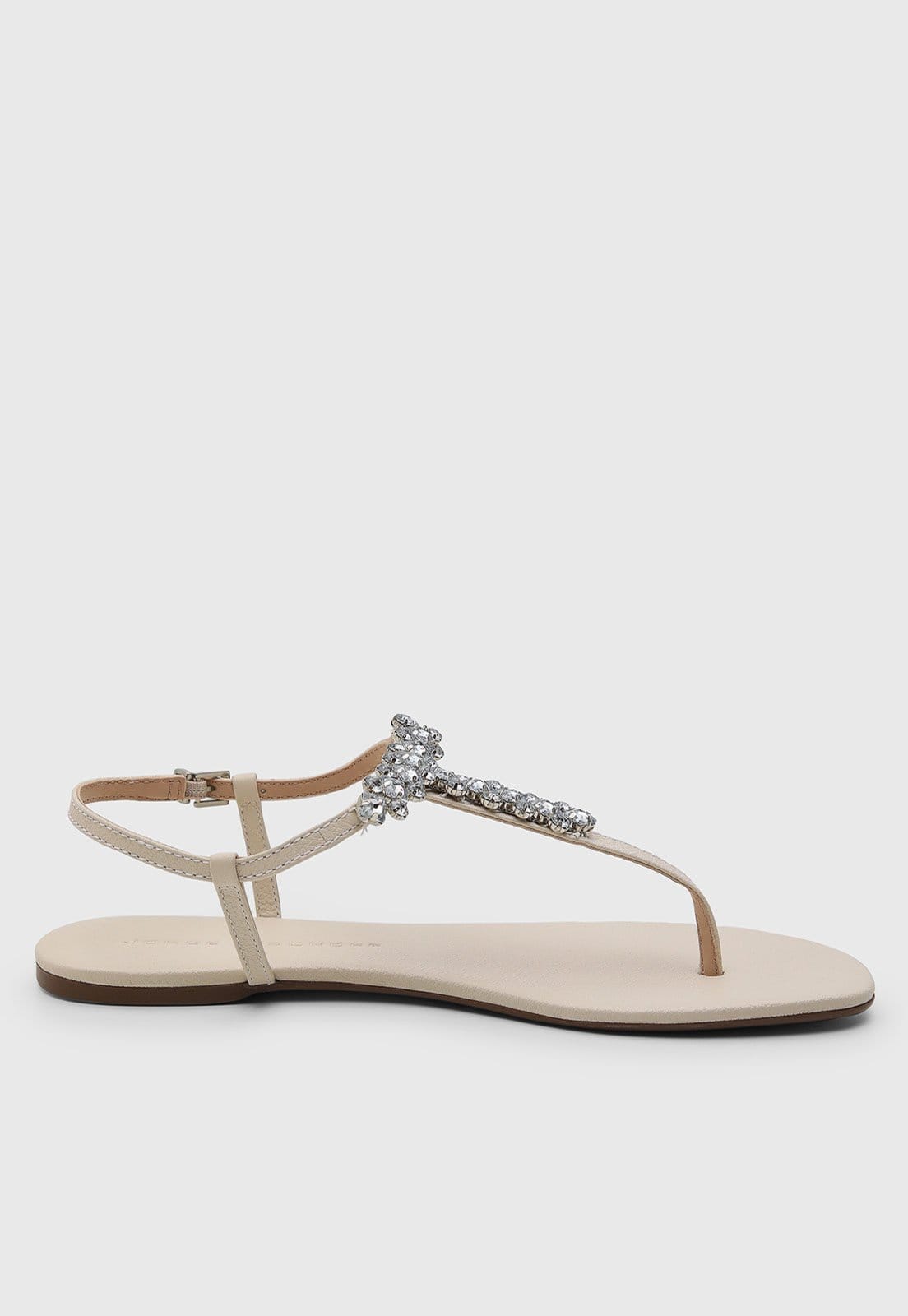 Vista 2 Rasteira Feminina Jorge Bischoff Pedrarias Off-White Jorge Bischoff off-white white