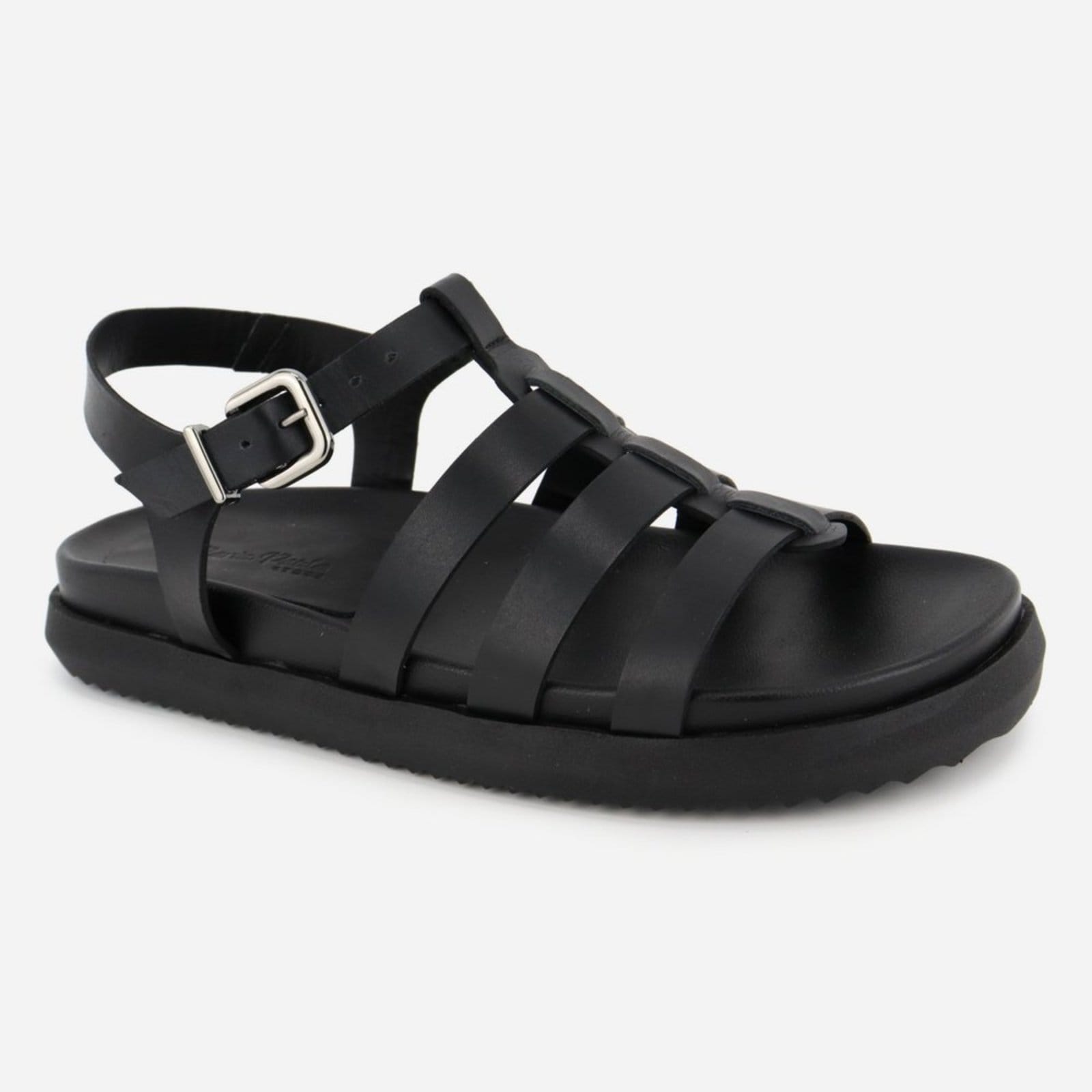 Vista principal Sandália Rasteiria Couro Maria Paula Solado Confort Gladiadora MARIA PAULA preto