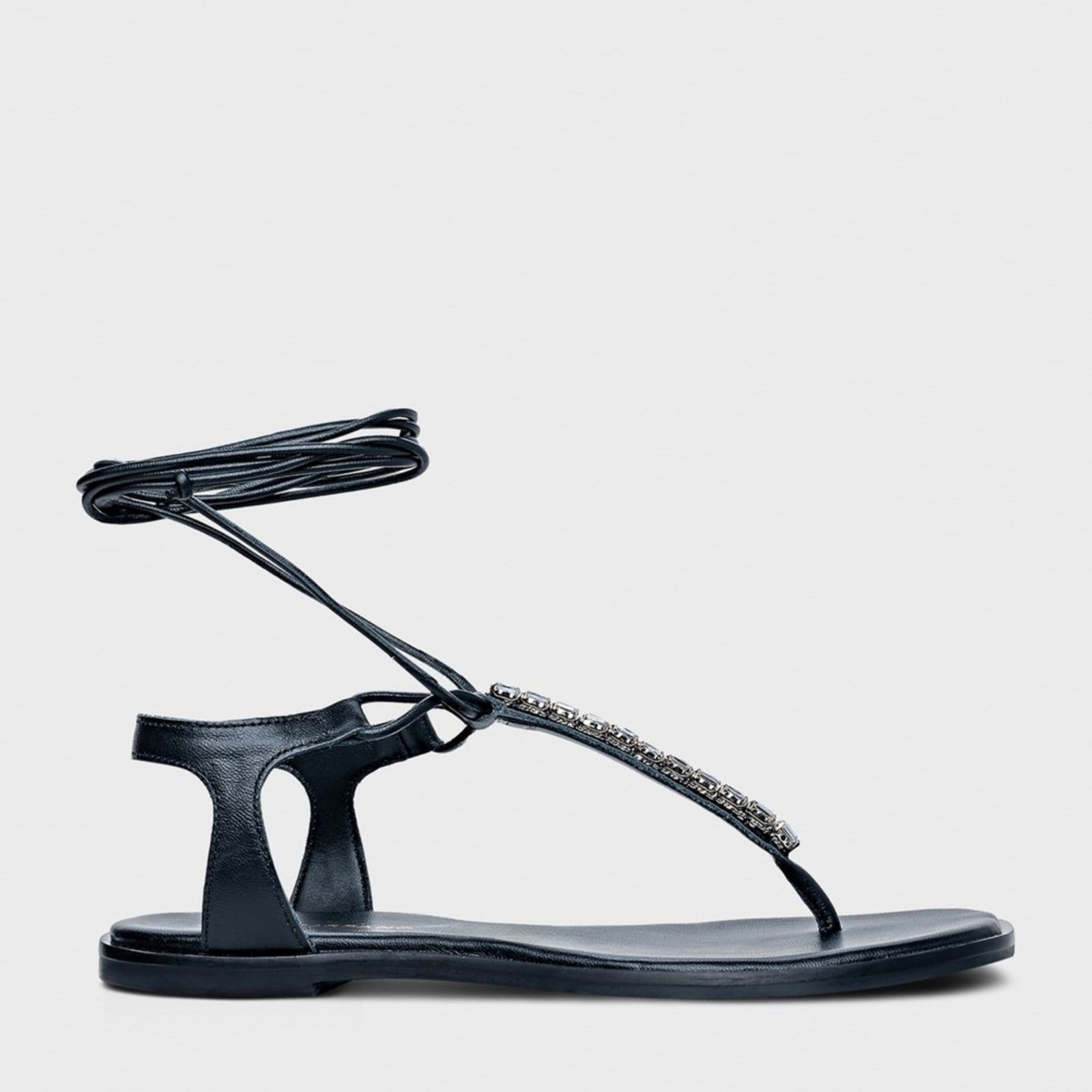 Vista principal Rasteira Flat Simple Cristal Carrano 777018 Carrano preto