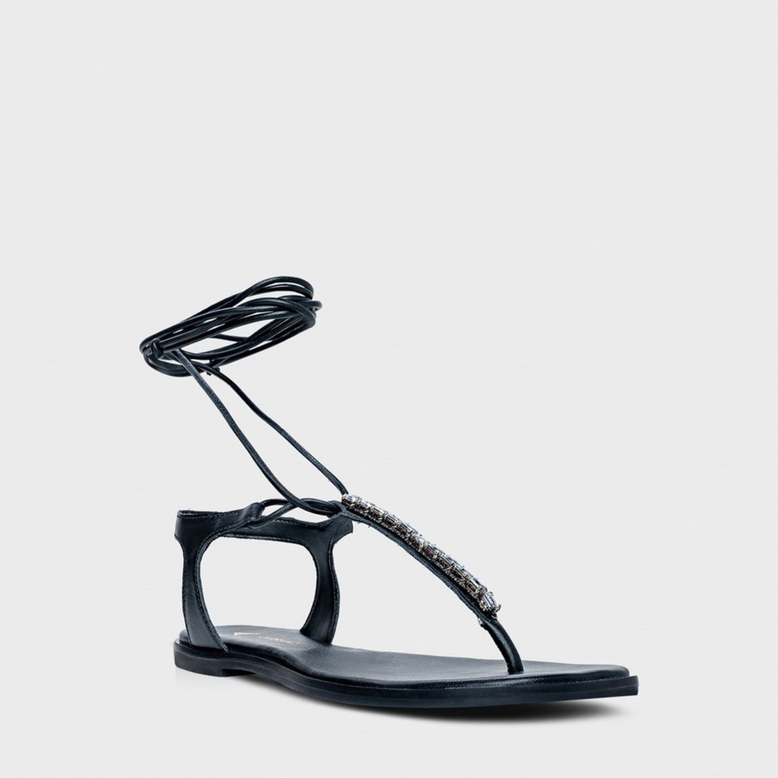 Vista 2 Rasteira Flat Simple Cristal Carrano 777018 Carrano preto