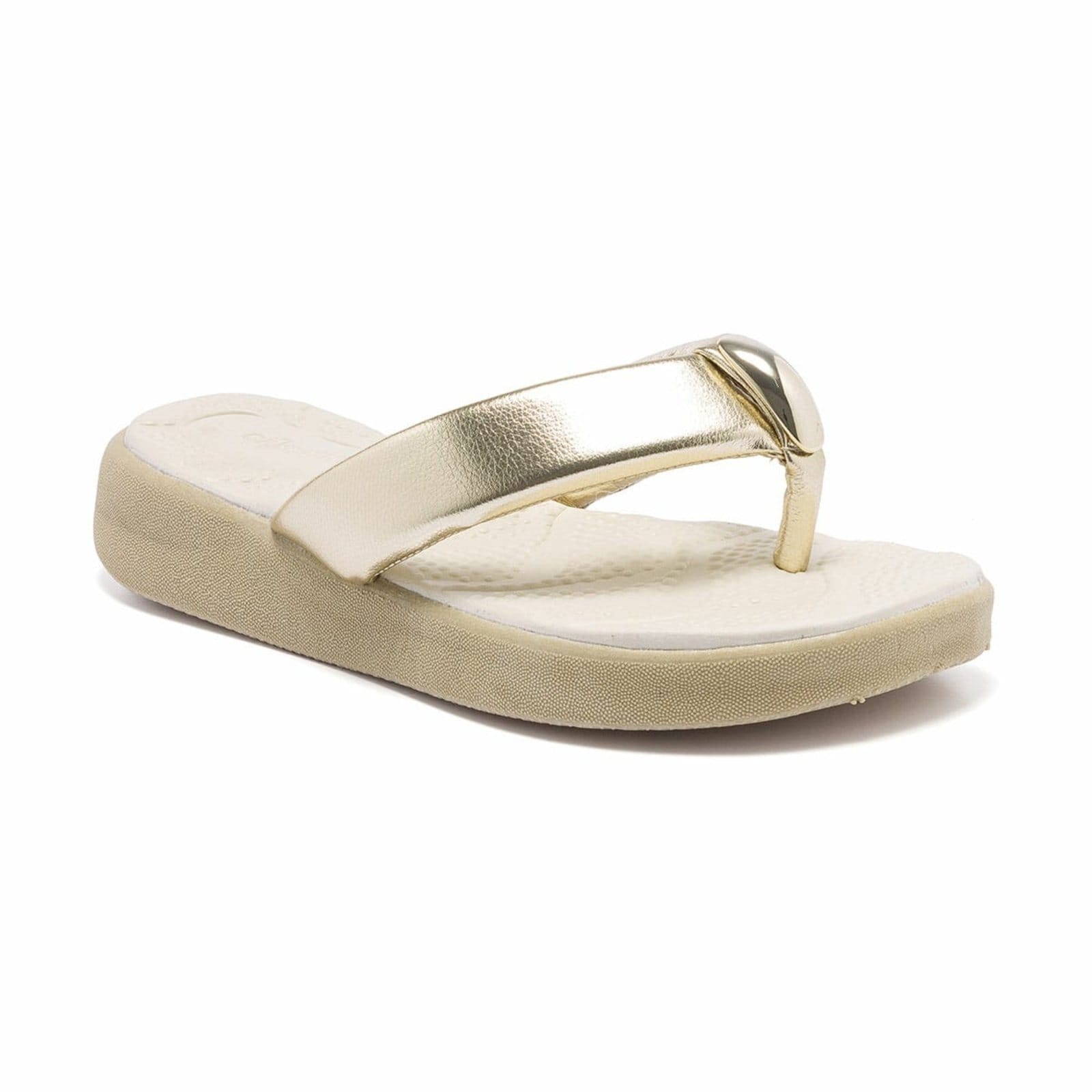 Vista 2 Chinelo Confort Ortopédico Massageador Leve Confortável Silvia Bertuccio dourado