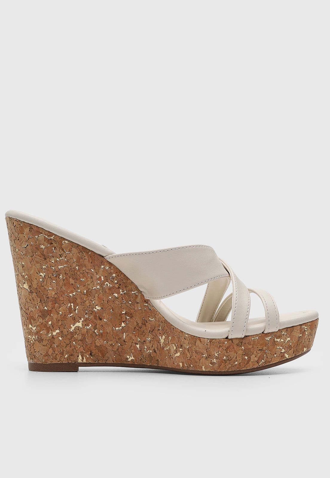 Vista 2 Sandália Feminina Vizzano Salto Anabela Cortiça Off-White VIZZANO off-white white