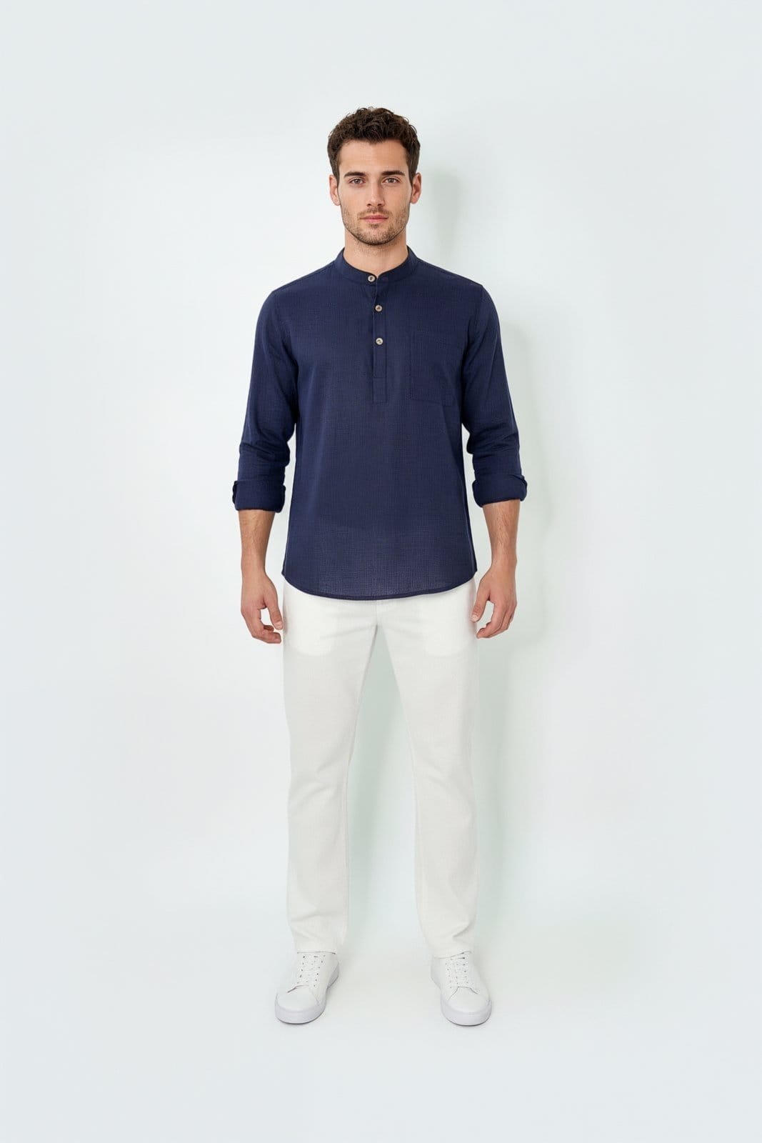 Vista 2 Bata Manga Longa Regular Traymon - Marinho Noite - Xgg Traymon azul marinho