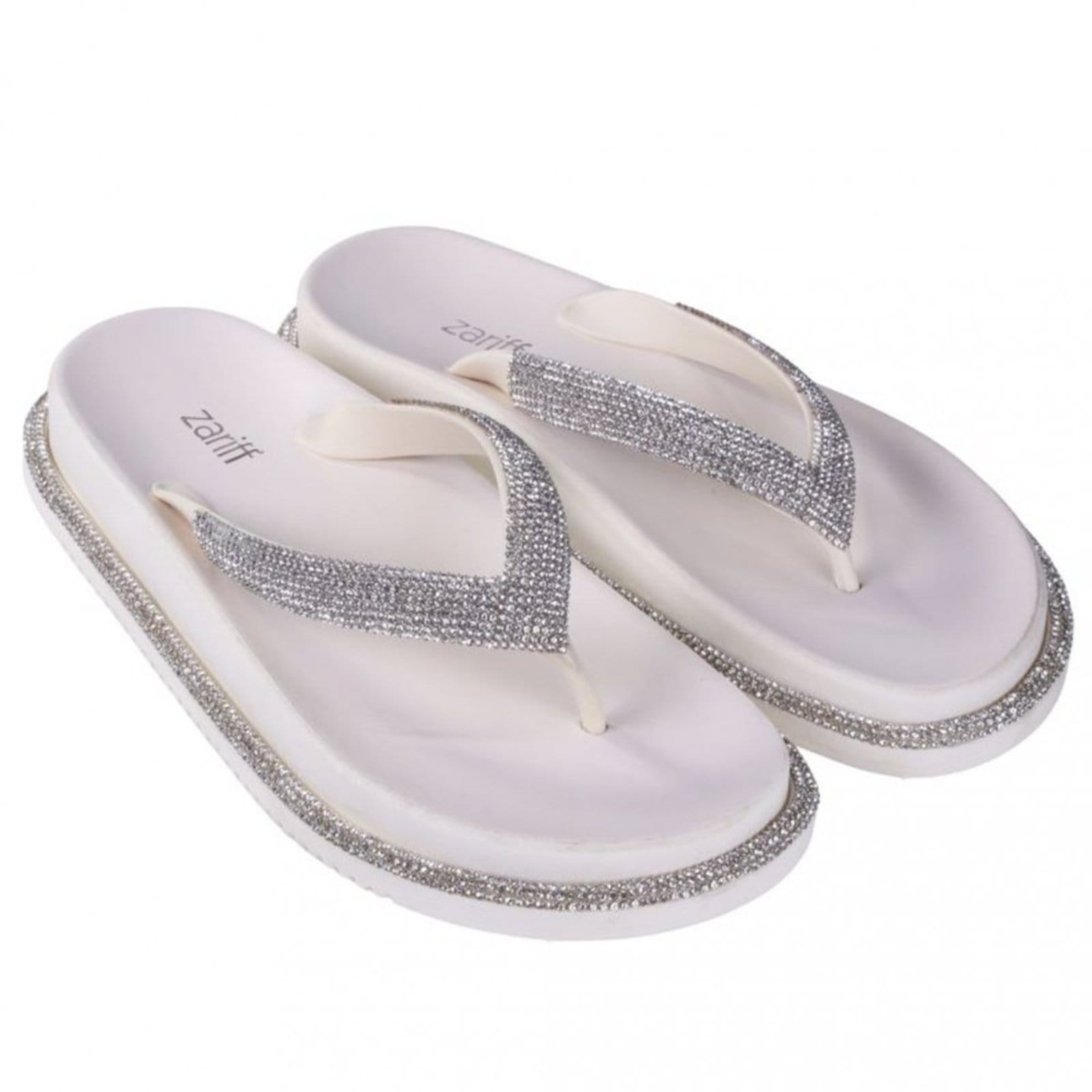 Vista 2 Chinelo Zariff Feminino Strass Amm02 Zariff Off-white Zariff off-white white