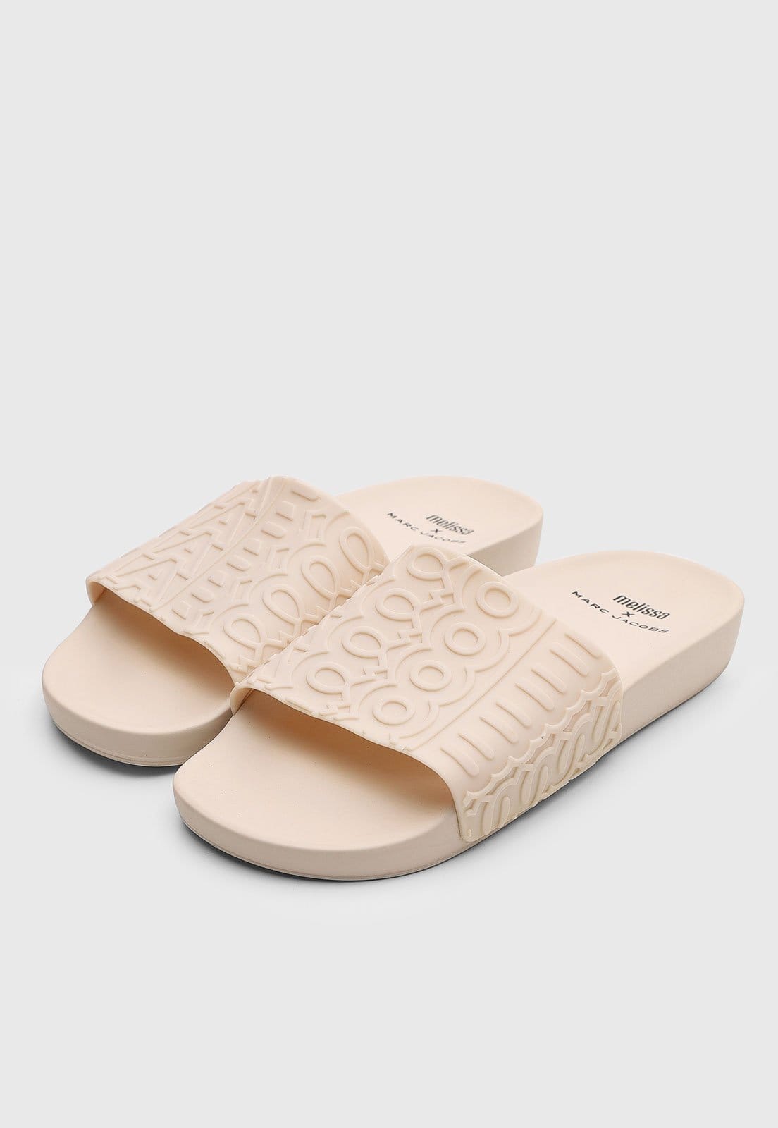 Vista 2 Rasteira Feminina Melissa Slide Marc Jacobs Melissa bege