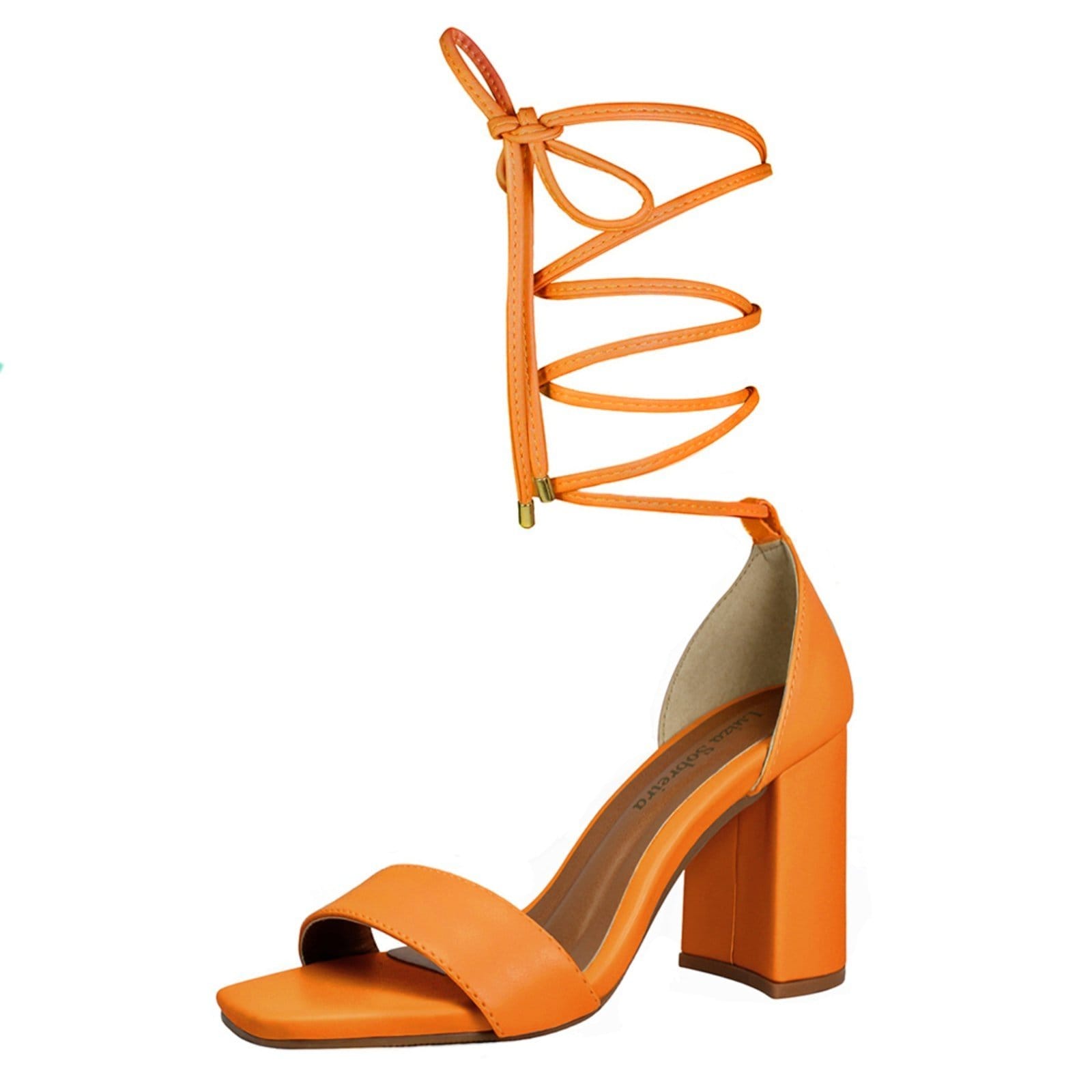 Vista 2 Sandália Troca Tira Salto Alto Grosso Luiza Sobreira Mod. 2132-2 Luiza Sobreira laranja