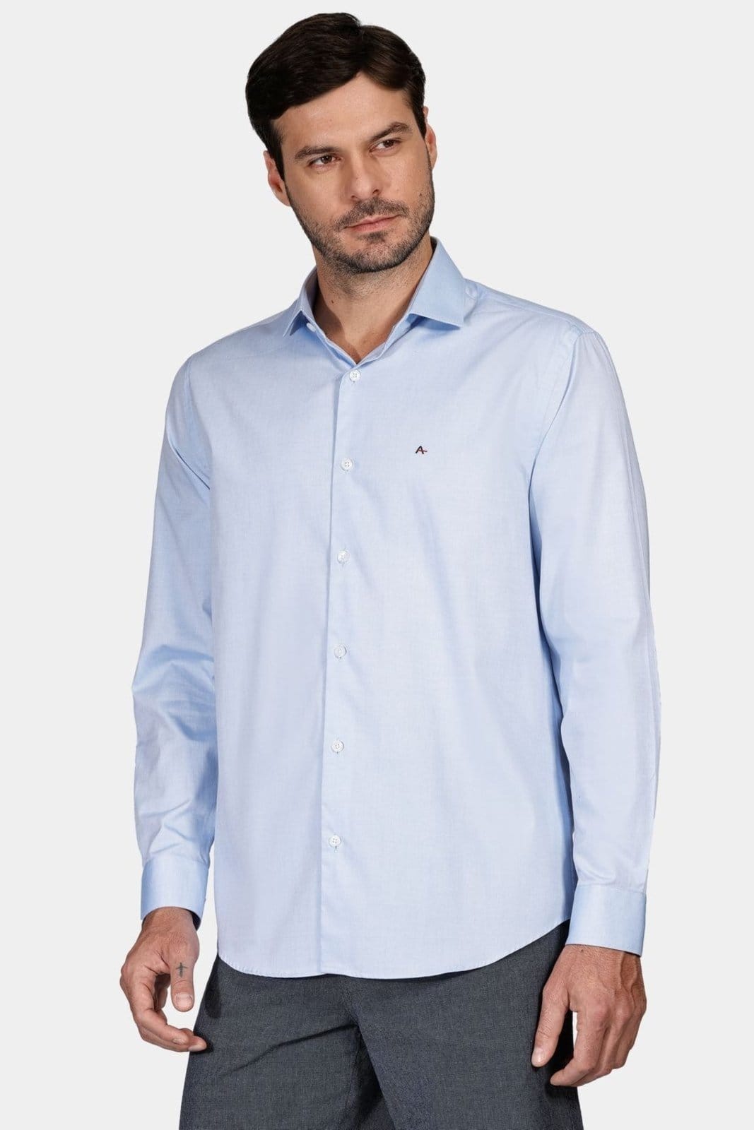 Camisa Aramis Regular Tricoline Pinpoint Azul