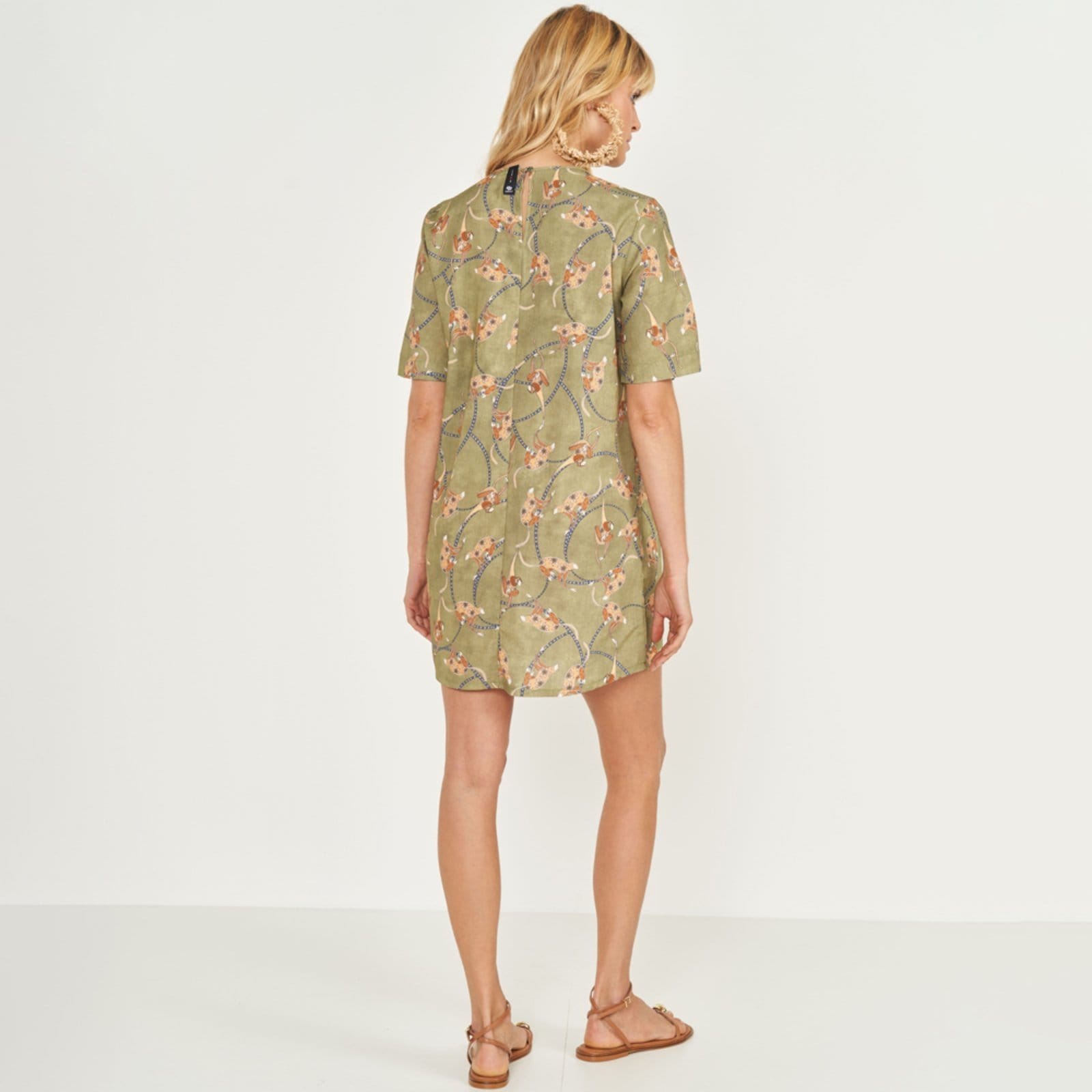 Vista 2 Vestido Curto Colcci Animal Ve26 Feminino Colcci verde