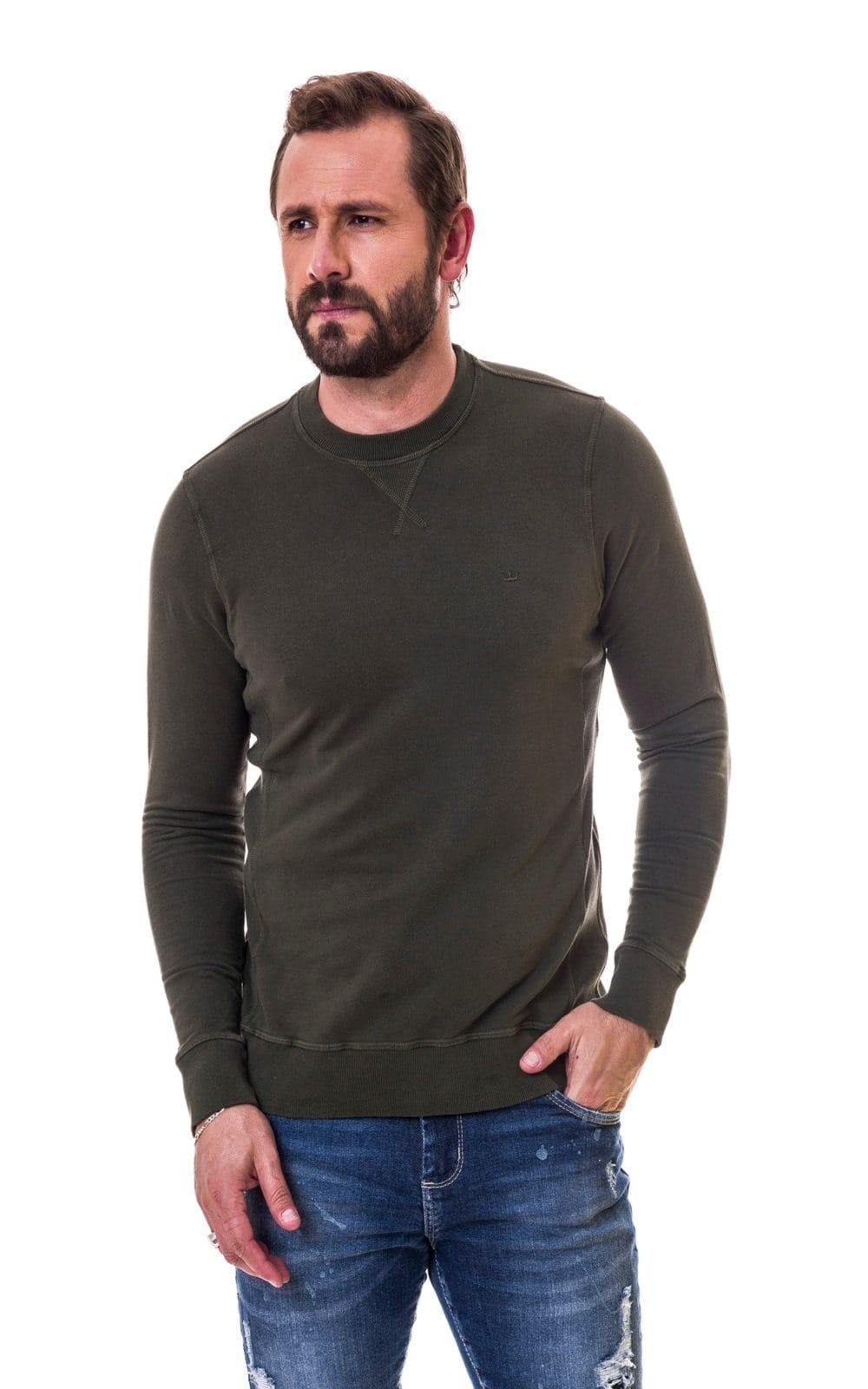 Moletom Aburguesia Slim Fit Gola Redonda Militar