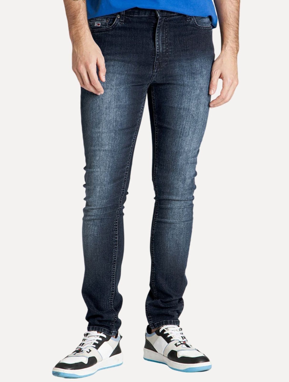 Calça Tommy Jeans Masculina Skinny Simon Flag Azul Escura
