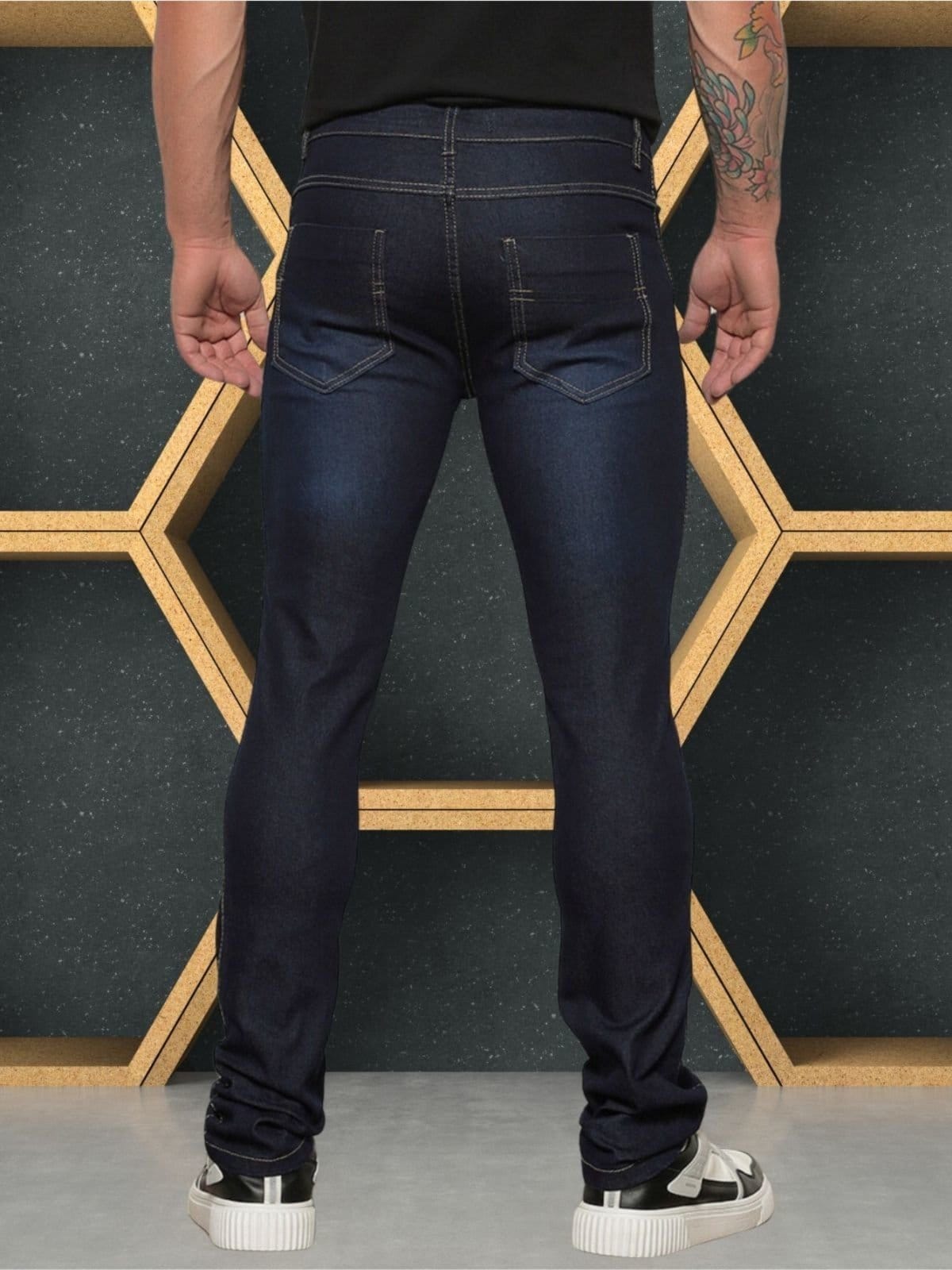 Vista 2 Calça Jeans Skinny Pentagono Masculina Escuro I CKF Wear azul