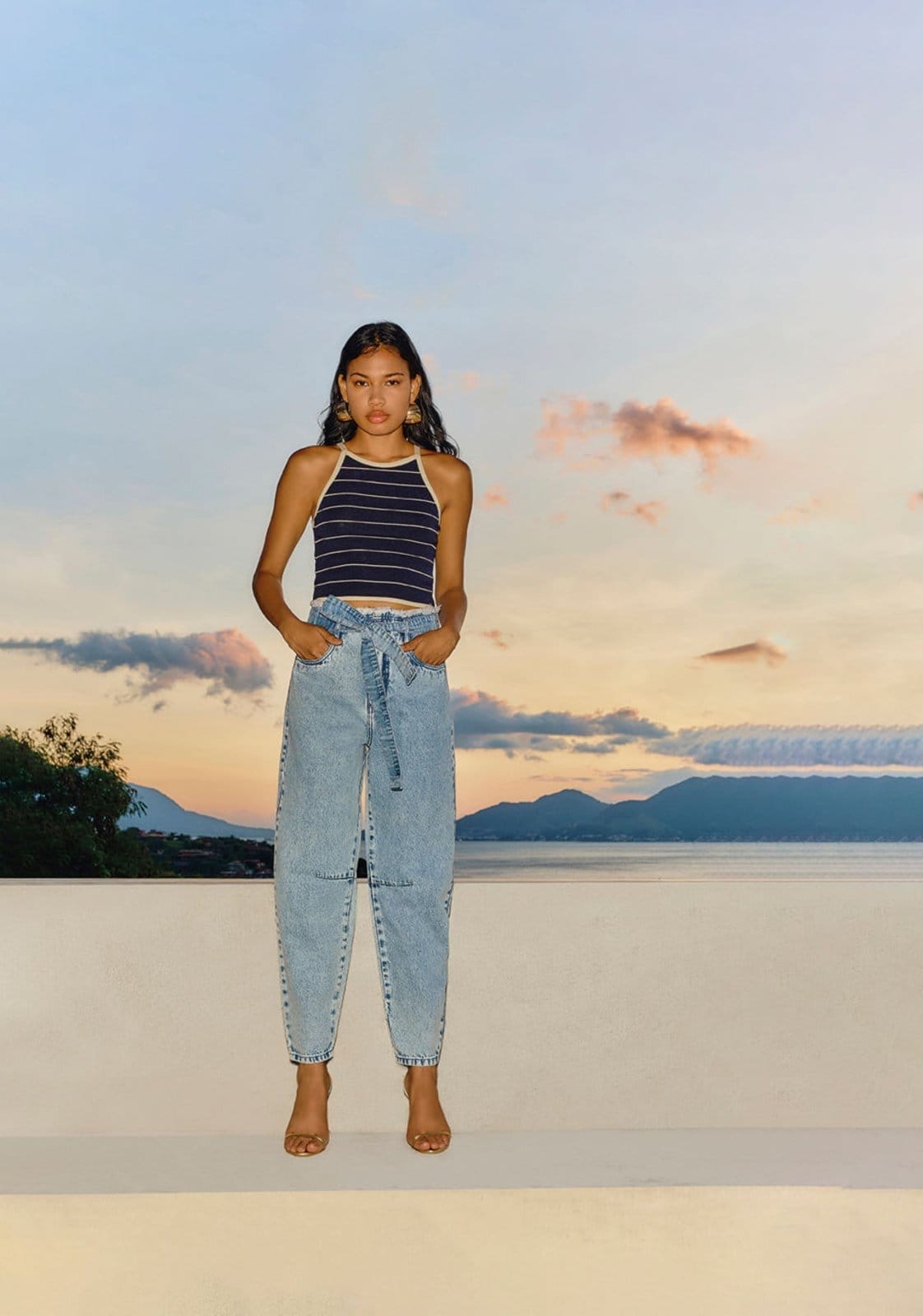 Vista principal Calça Zinco Curve Cós Alto Com Puídos Zinco jeans