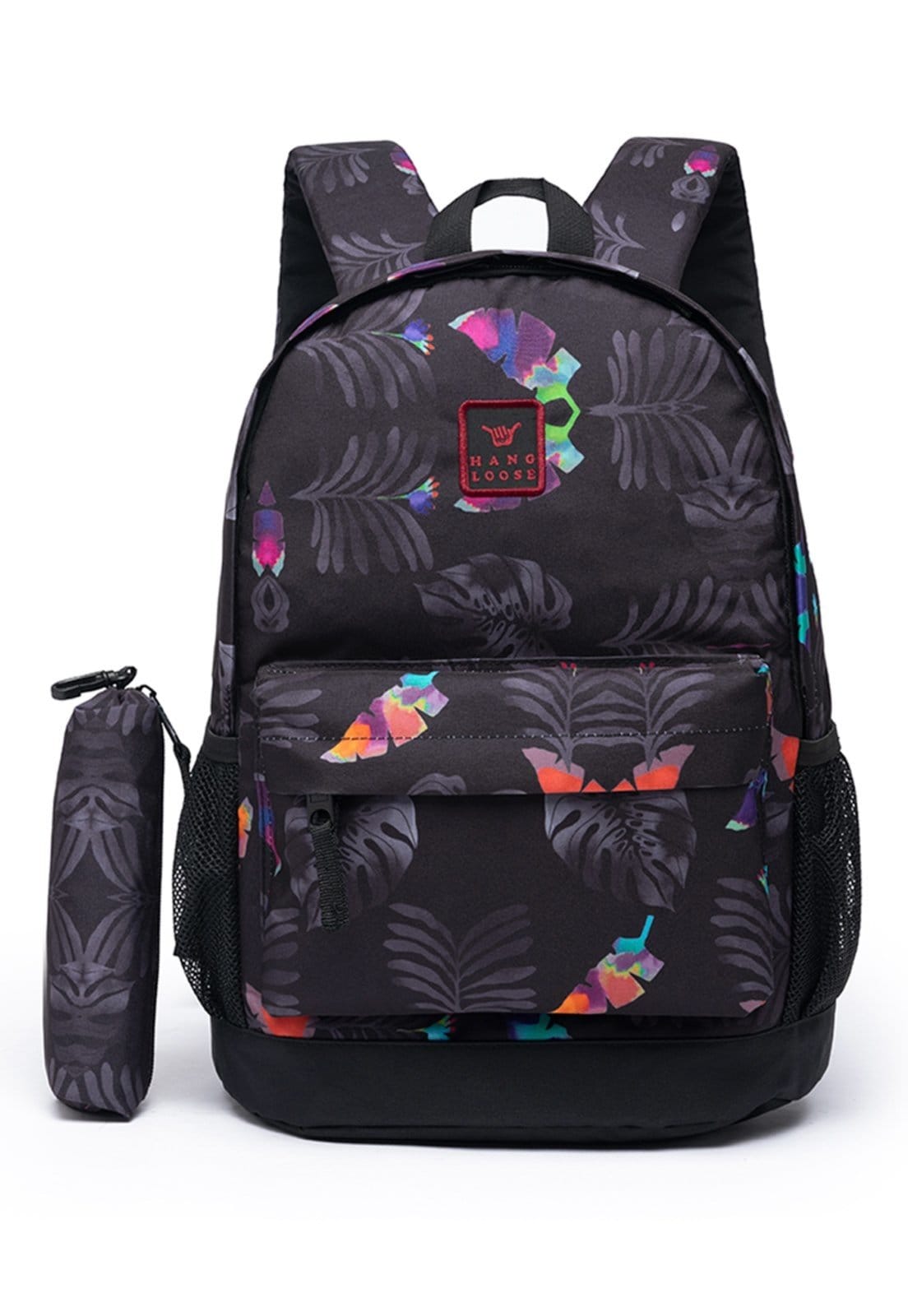 Vista principal Mochila Feminina Escolar Hang Loose Reforçada Hang Loose preto