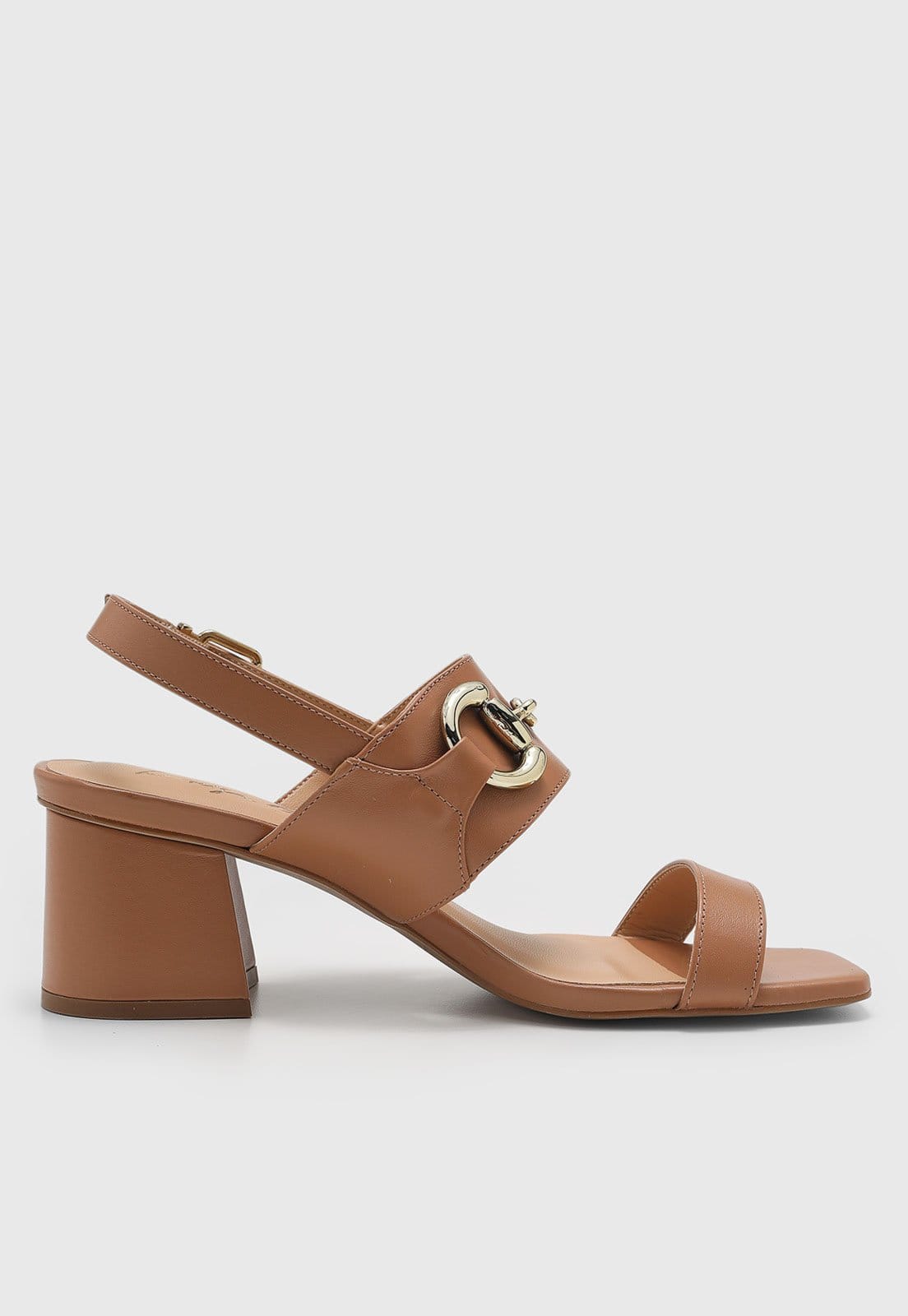 Vista 2 Sandália Feminina Luiza Barcelos Salto Bloco Fivela Luiza Barcelos nude