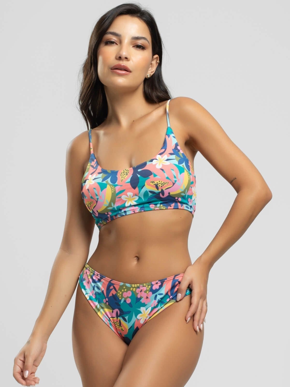 Vista 2 Biquini Faixa Calcinha Comum Proteção Uv 50+ Vicbela Flor Vicbela estampado/multicolorido