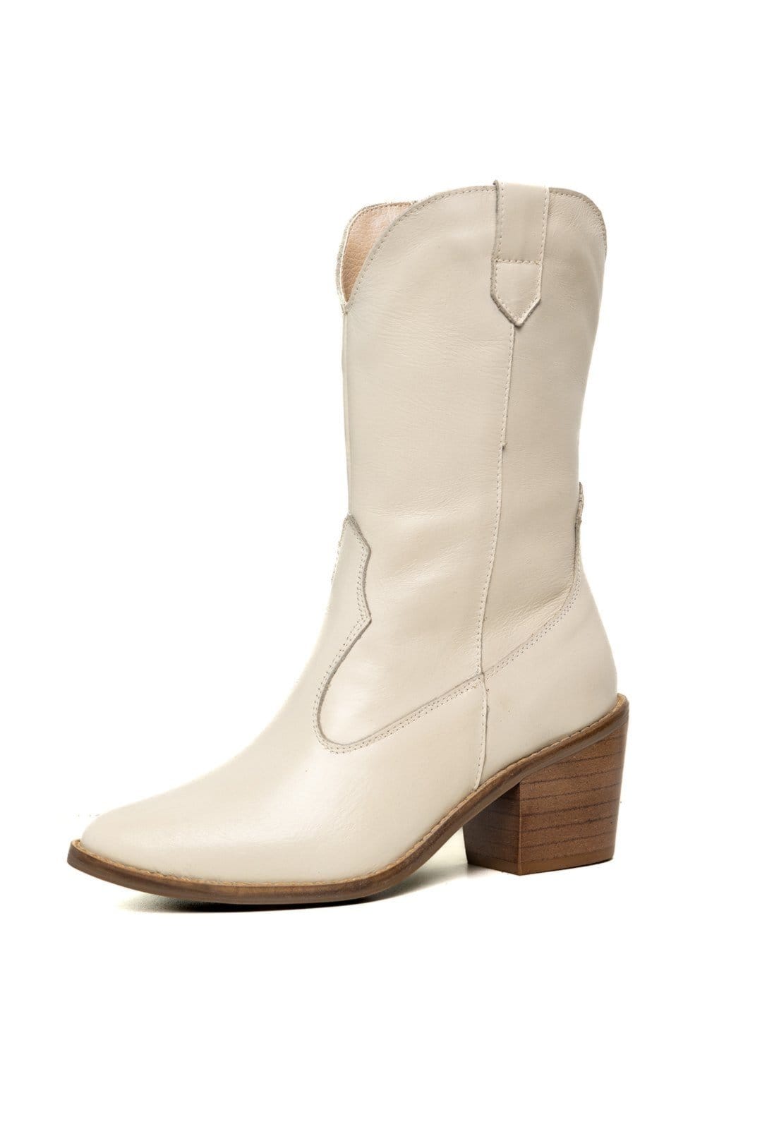 Vista principal Bota Western Texana Bico Fino Country Couro Off White TELLINI STORE off-white white