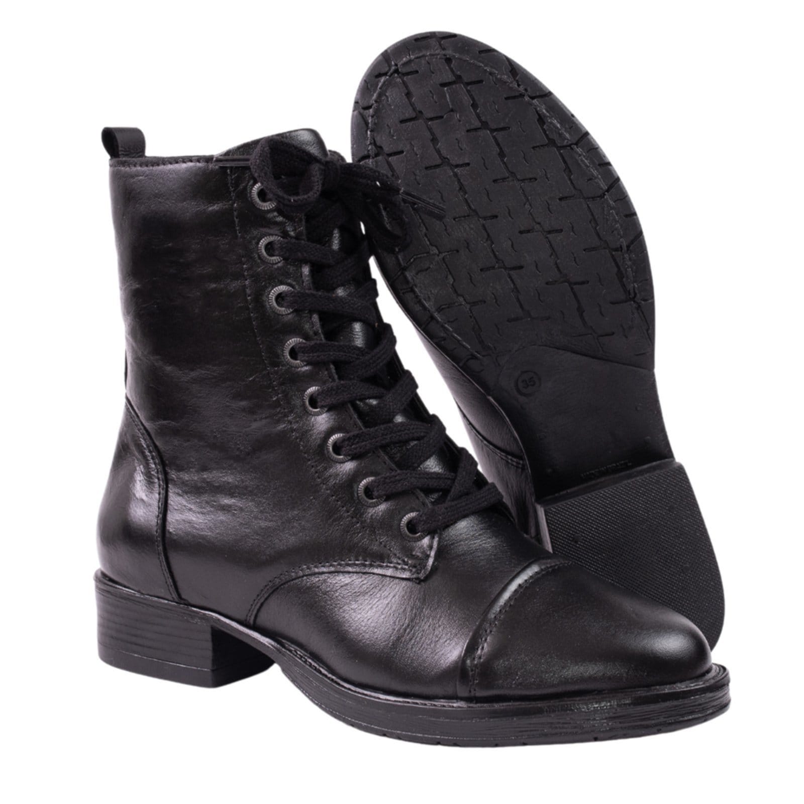 Vista 2 Bota Coturno Tratorada Couro Tellini Store TELLINI STORE preto