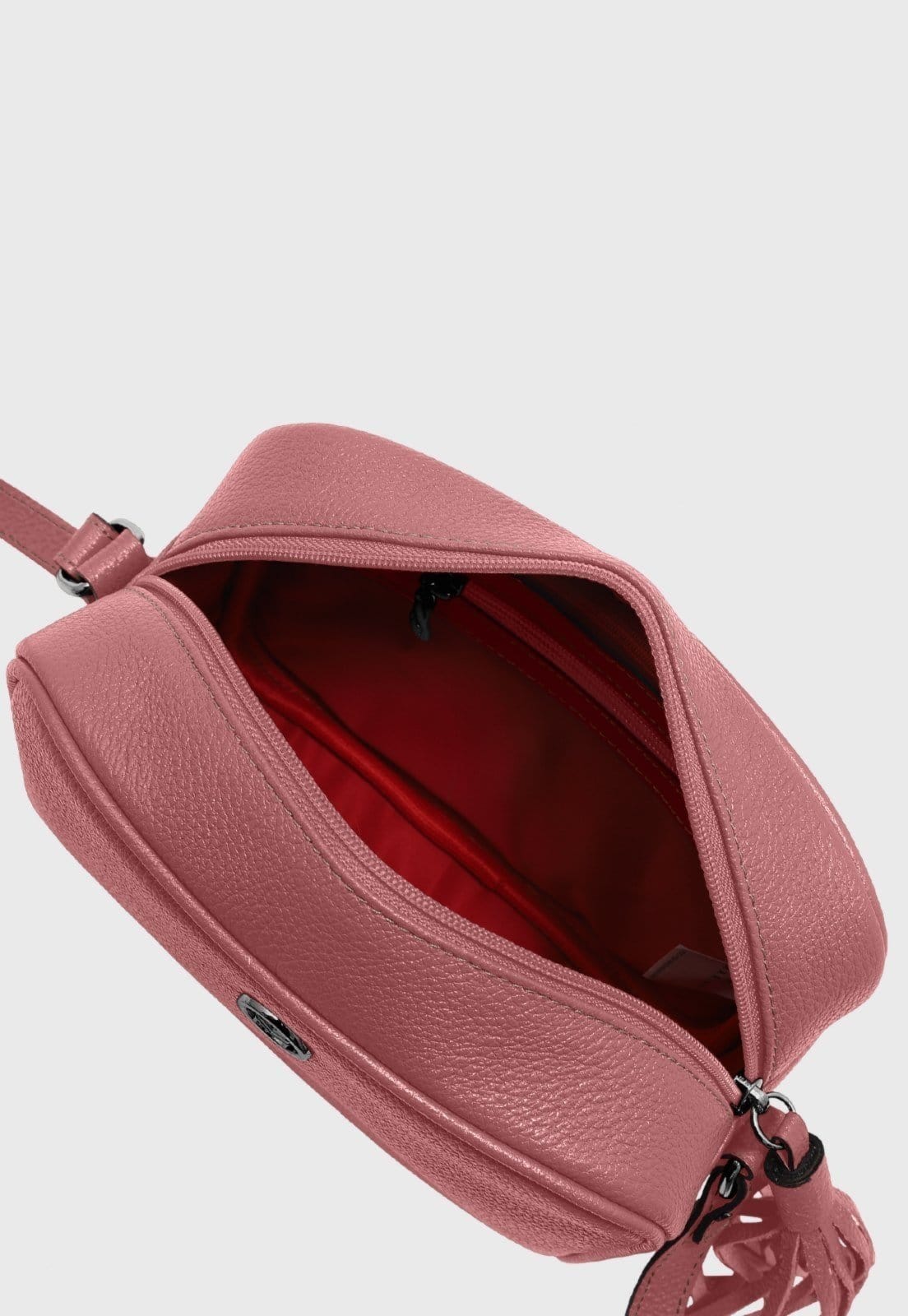 Vista 2 Bolsa Transversal de Couro Mariart Titânio Blush Mariart rosa