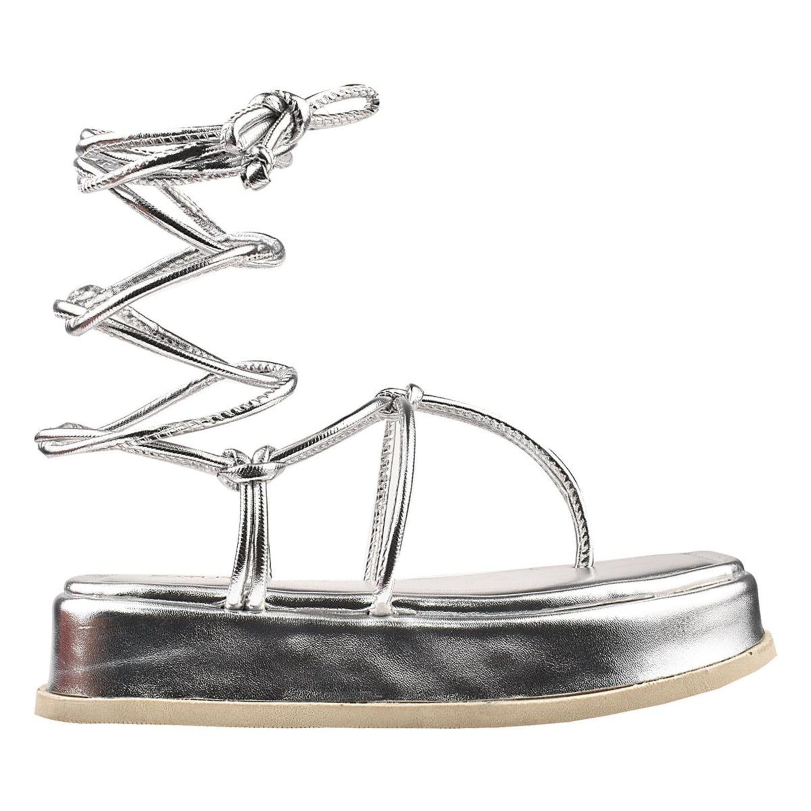 Vista principal Sandália Feminina Flatform Metalizada Amarração Plataforma ZATURE STORES prata