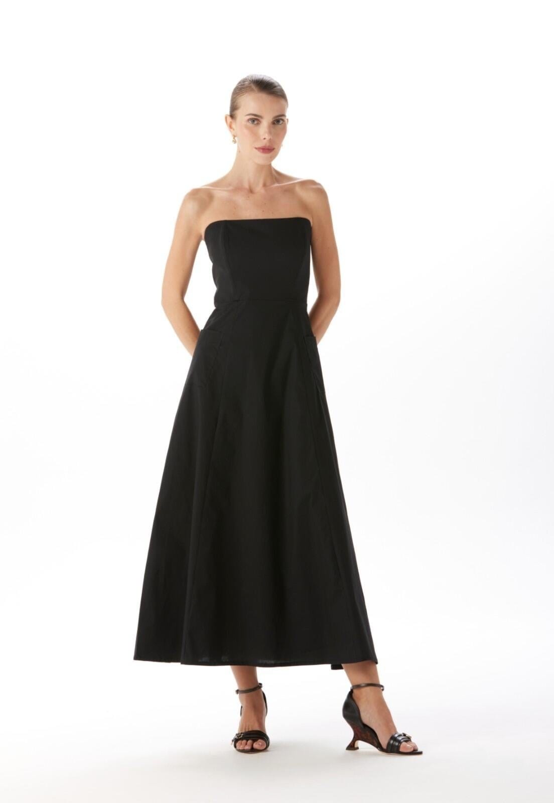 Vista principal Vestido Midi Sem Alças Traymon Gg Traymon preto