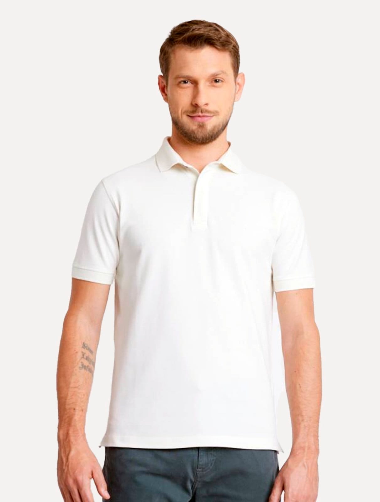 Polo Aramis Masculina Piquet Colorfix Light Off-White