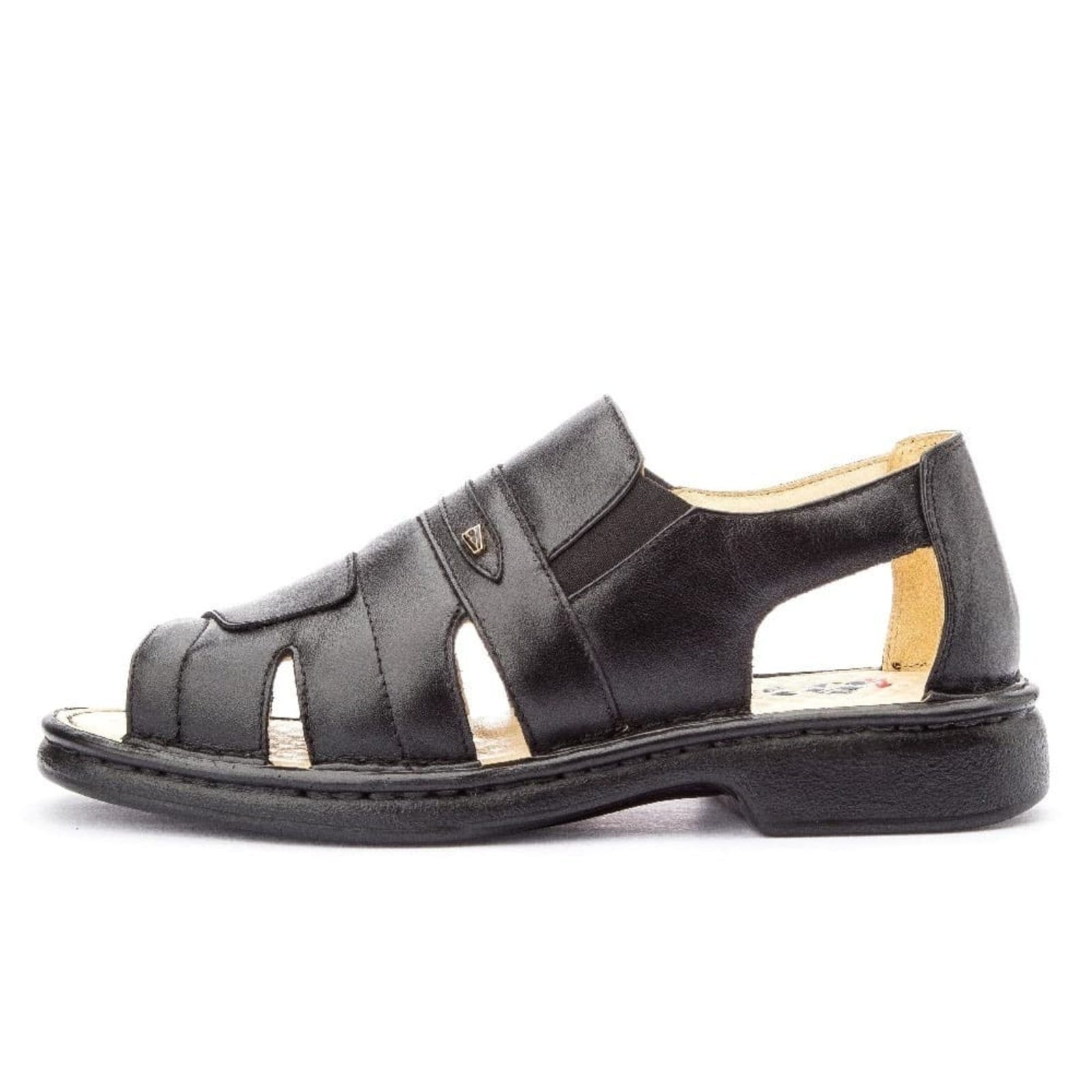 Sandália Clube do Sapato de Franca de Couro Antistress Conforto DFT Lucca Preta