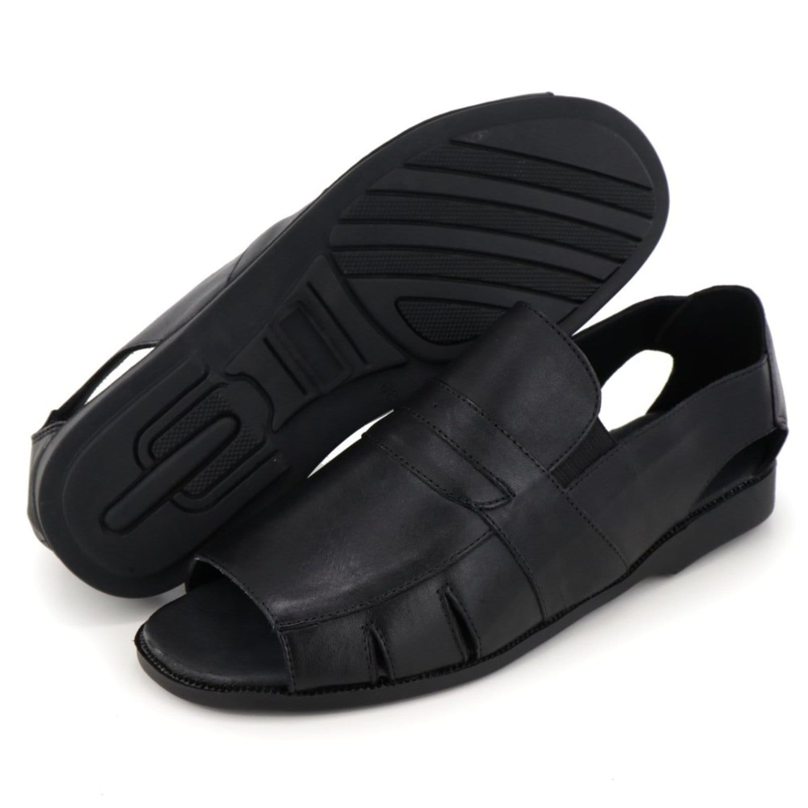 Vista 2 Sandalia de Couro Masculina Comfort Preta Bia Ramos preto