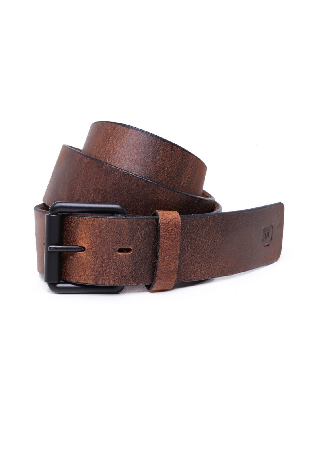 Vista 2 Cinto Malbork Masculino Em Couro Marrom Fivela Preta Slr-48Mr Malbork café