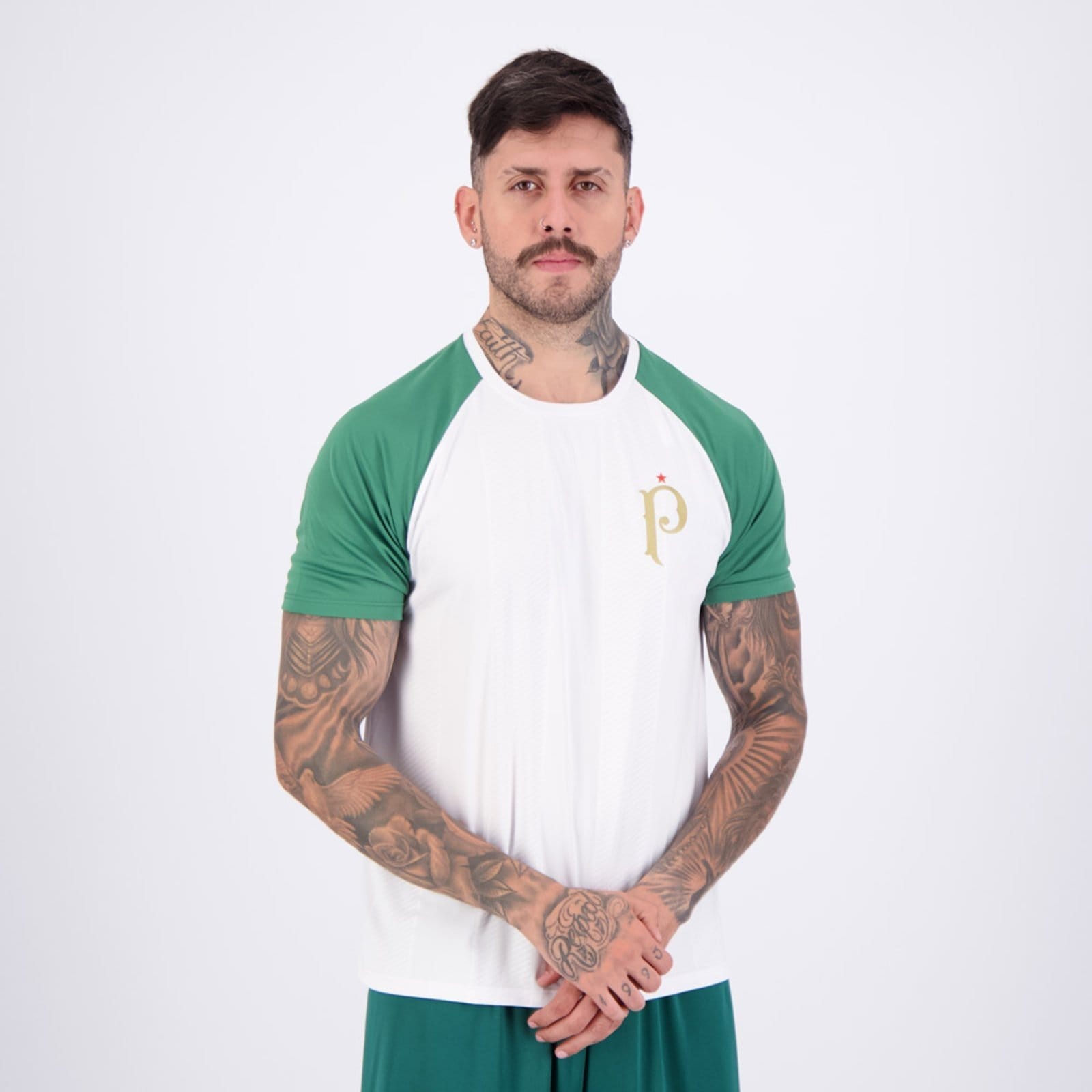 Vista 2 Camisa Palmeiras Palestra Raglan Branca Betel branco
