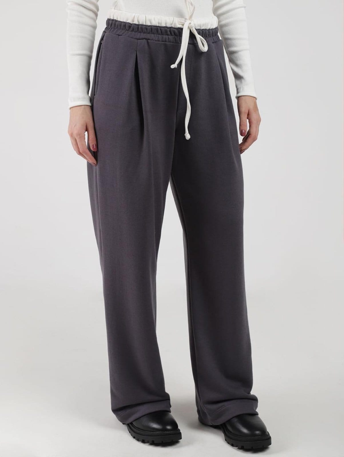 Vista principal Calça Moletom Wide Leg Autentique Feminina Autentique cinza